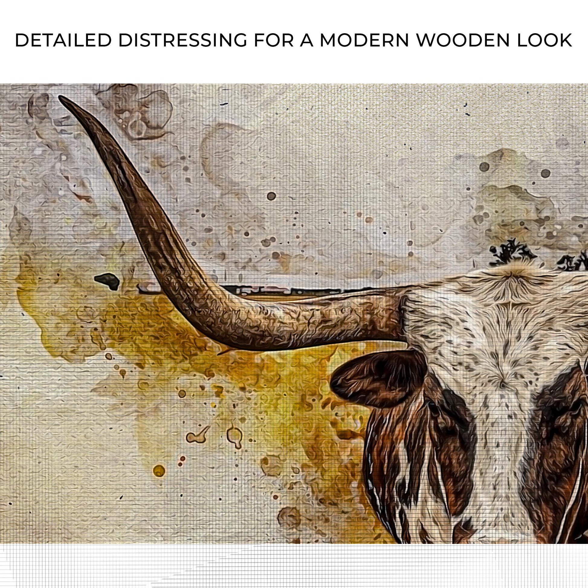 Texas Longhorn Watercolor Like Canvas Wall Art Zoom - Image by Tailored Canvases