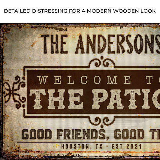 Welcome To The Patio Sign Zoom - Image by Tailored Canvases