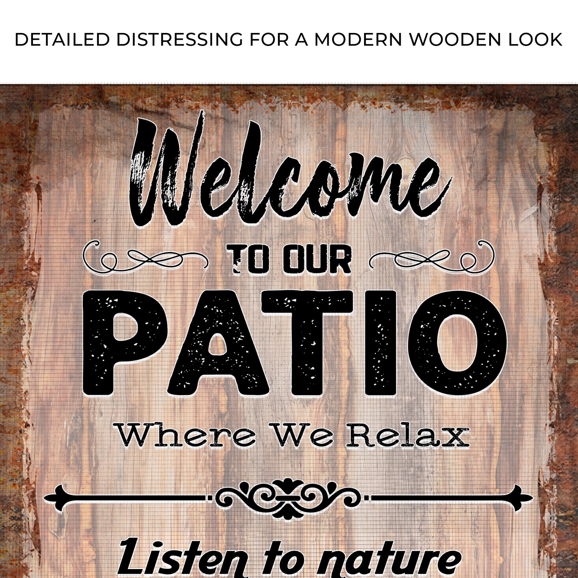 Welcome To Our Patio Where We Relax Sign II Zoom - Image by Tailored Canvases