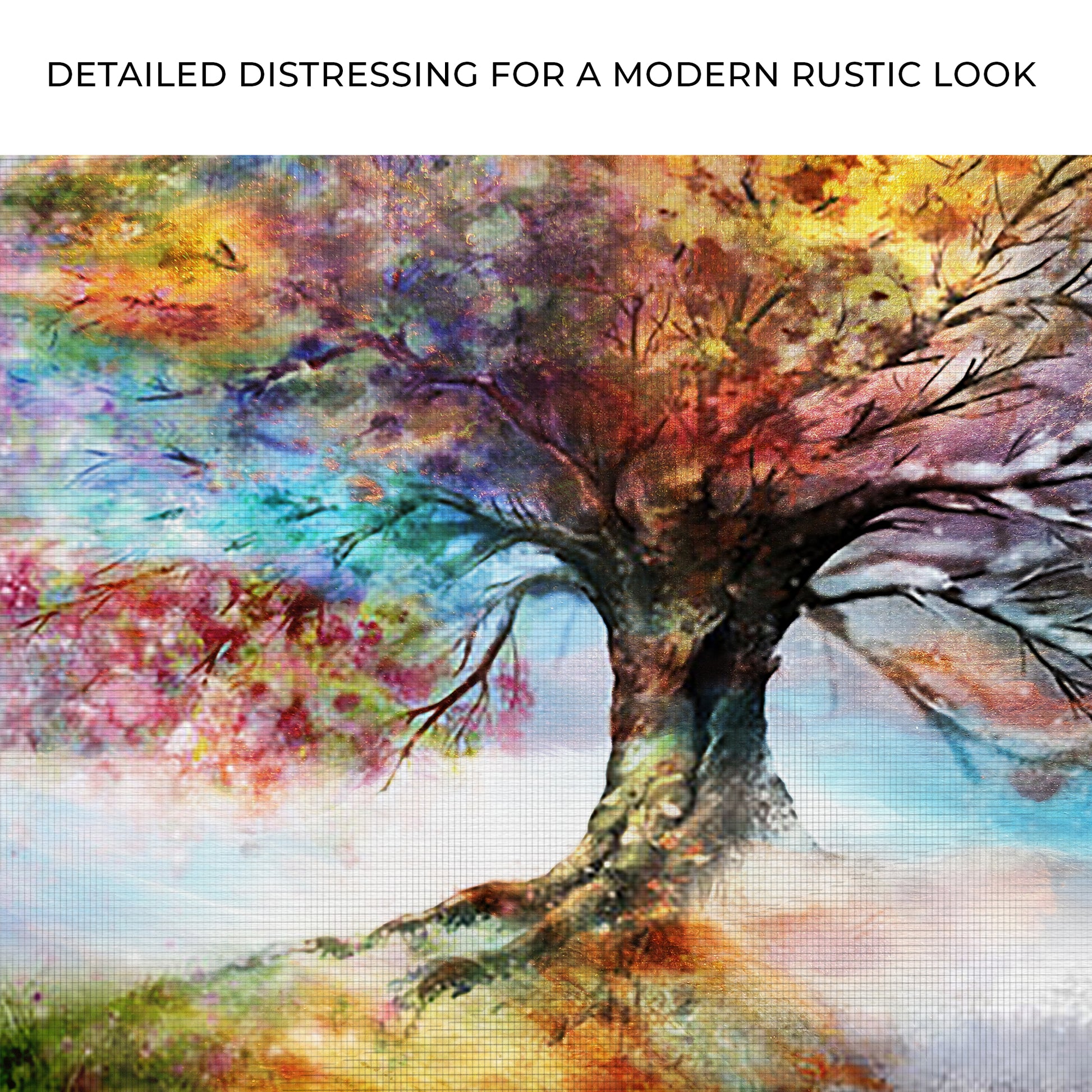 Rainbow Season Tree Canvas Wall Art Zoom - Image by Tailored Canvases