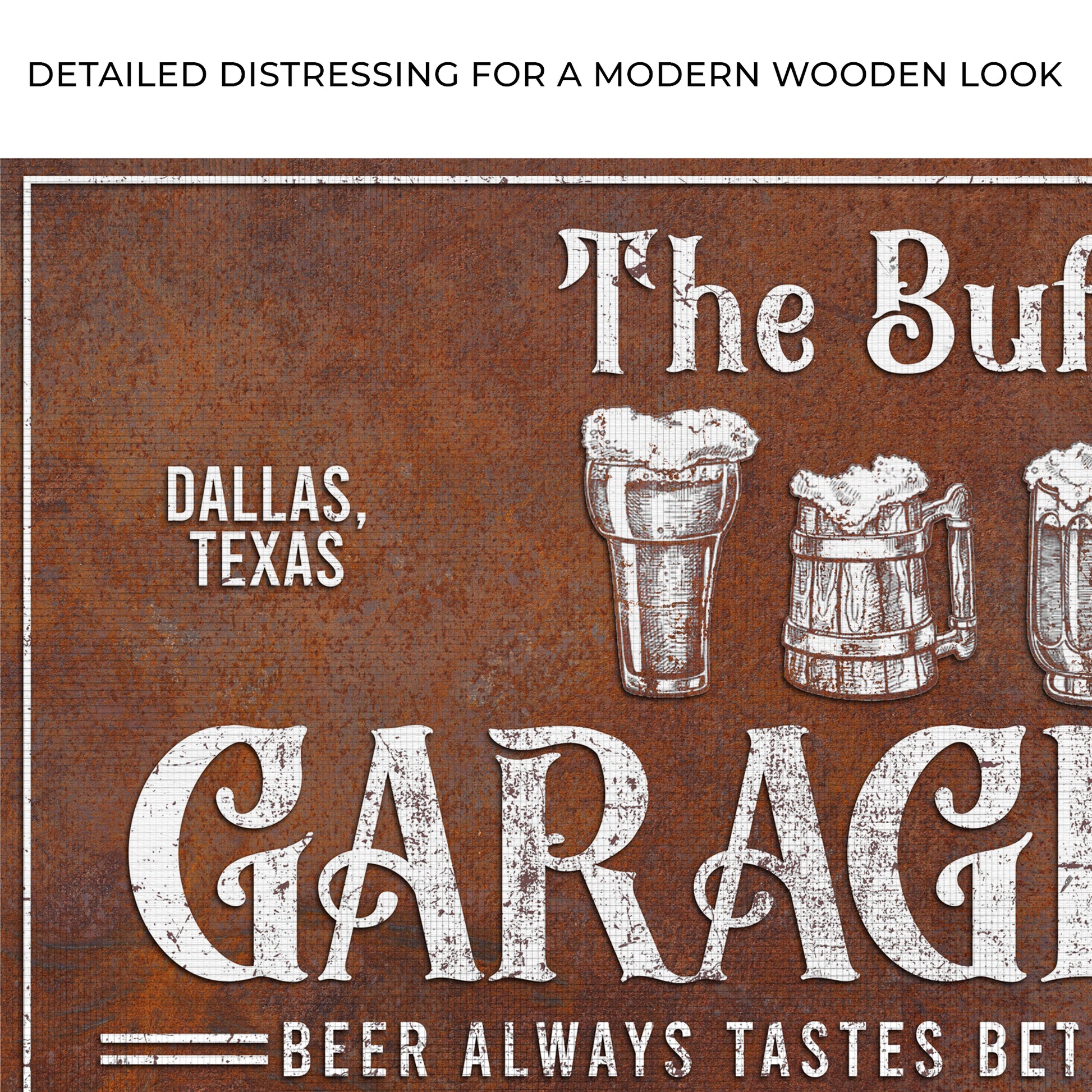 Rustic Garage Bar Sign Zoom - Image by Tailored Canvases