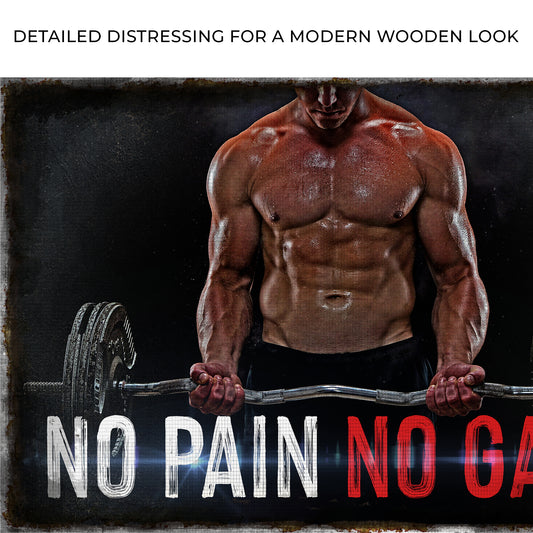 No Pain No Gain Motivational Sign Zoom - Image by Tailored Canvases