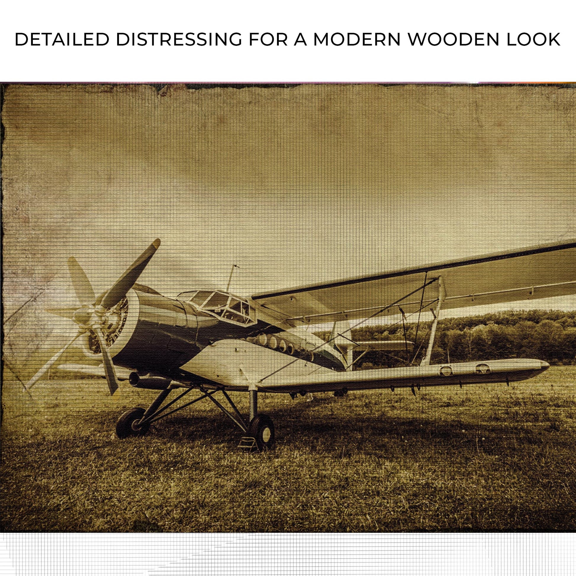 Vintage Airplane Grunge Canvas Wall Art Zoom - Image by Tailored Canvases