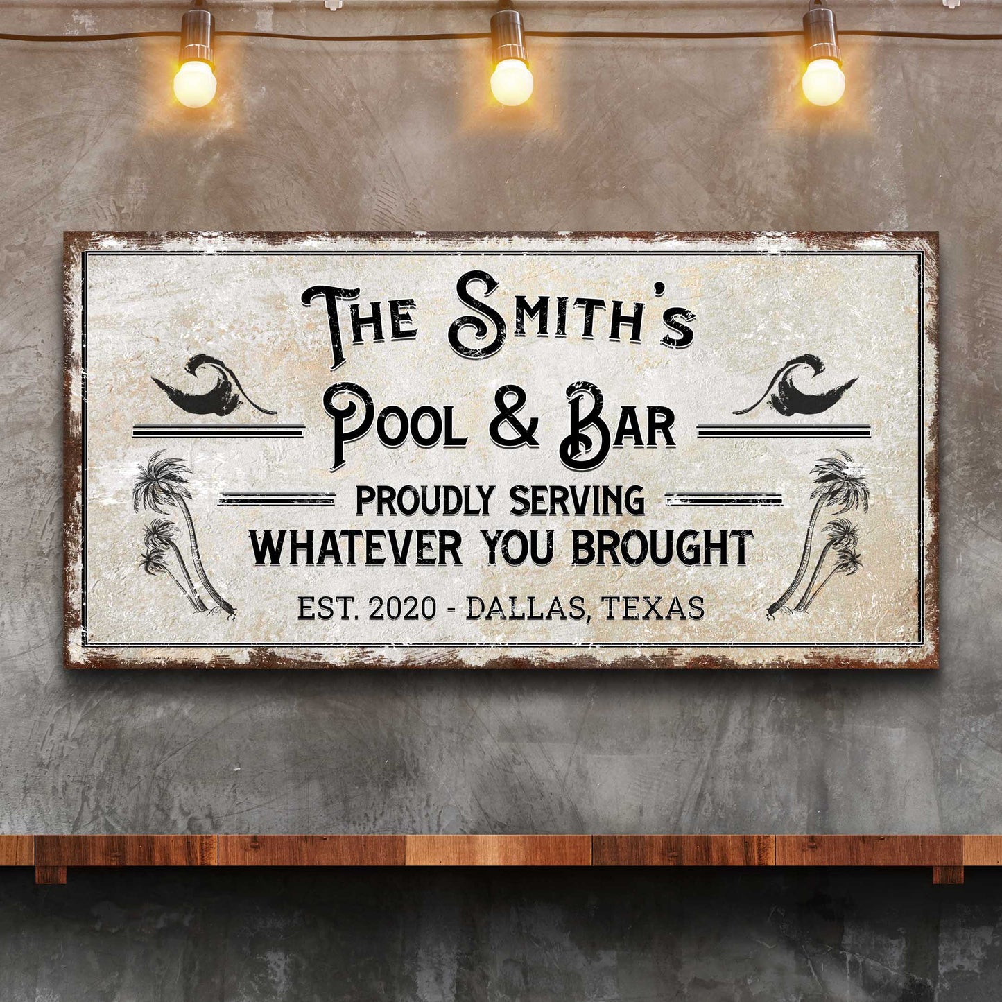 Personalized Rustic Pool And Bar Sign (Free Shipping)
