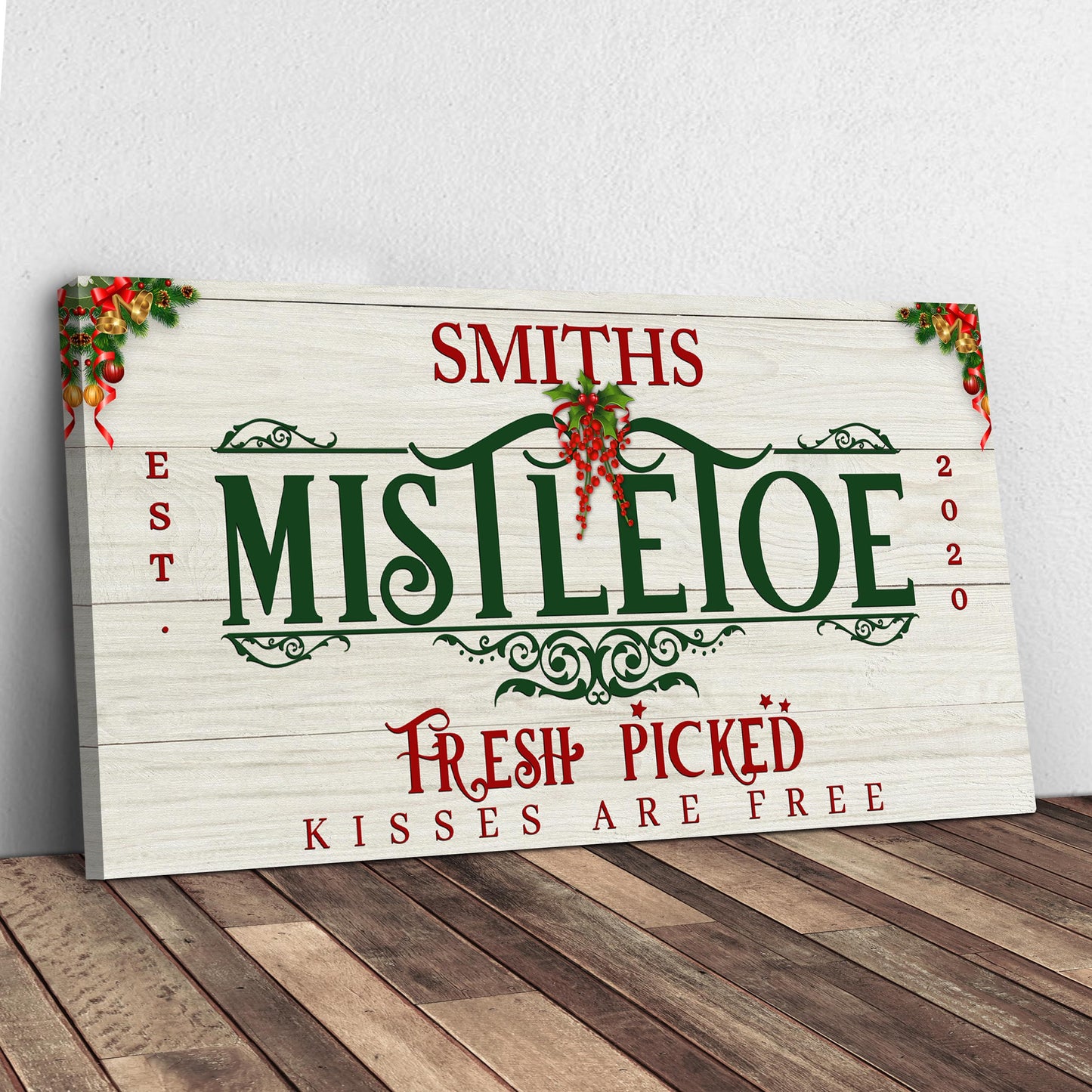 Mistletoe Christmas Sign | Customizable Canvas