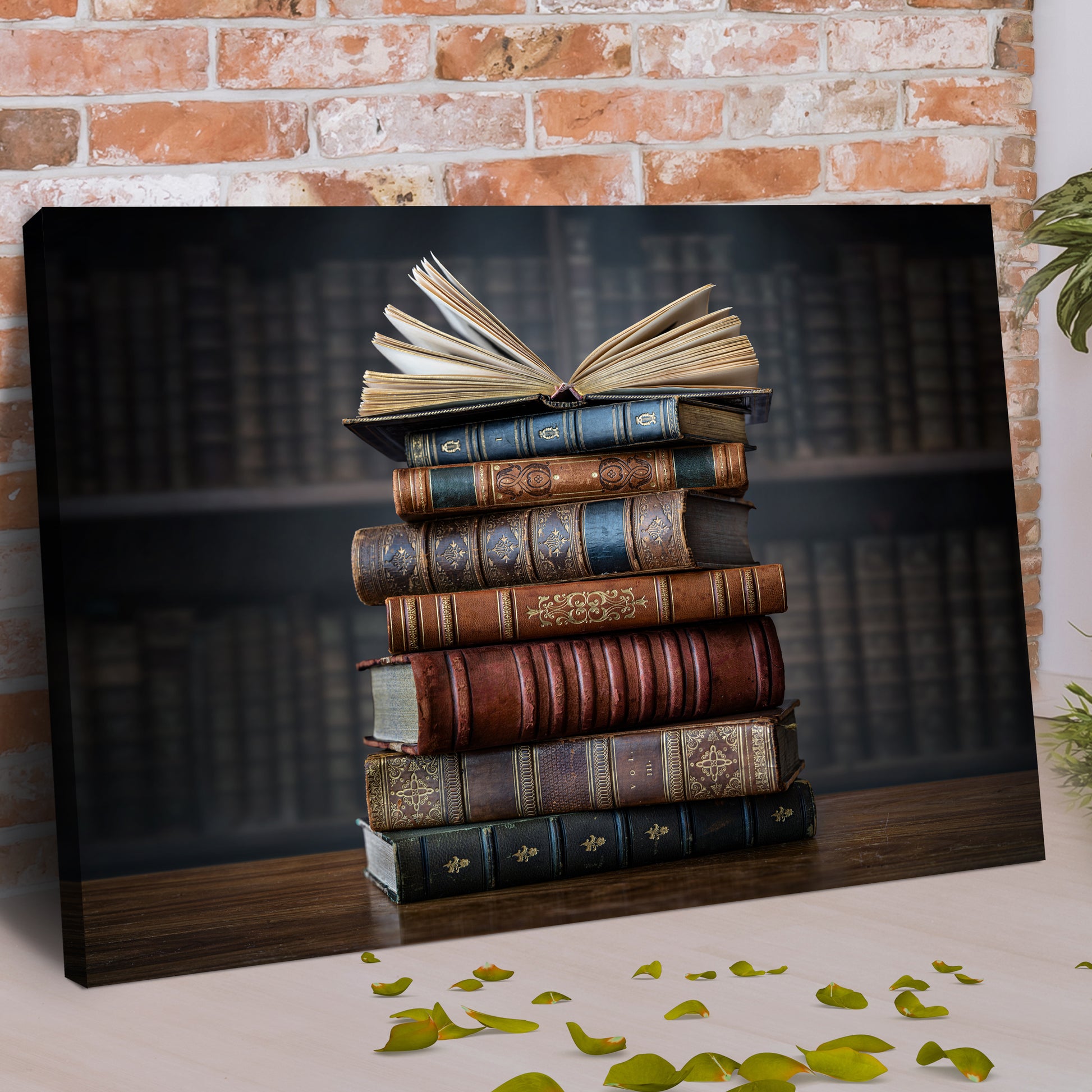 Decor Elements Books Stacked Canvas Wall Art Style 2 - Image by Tailored Canvases