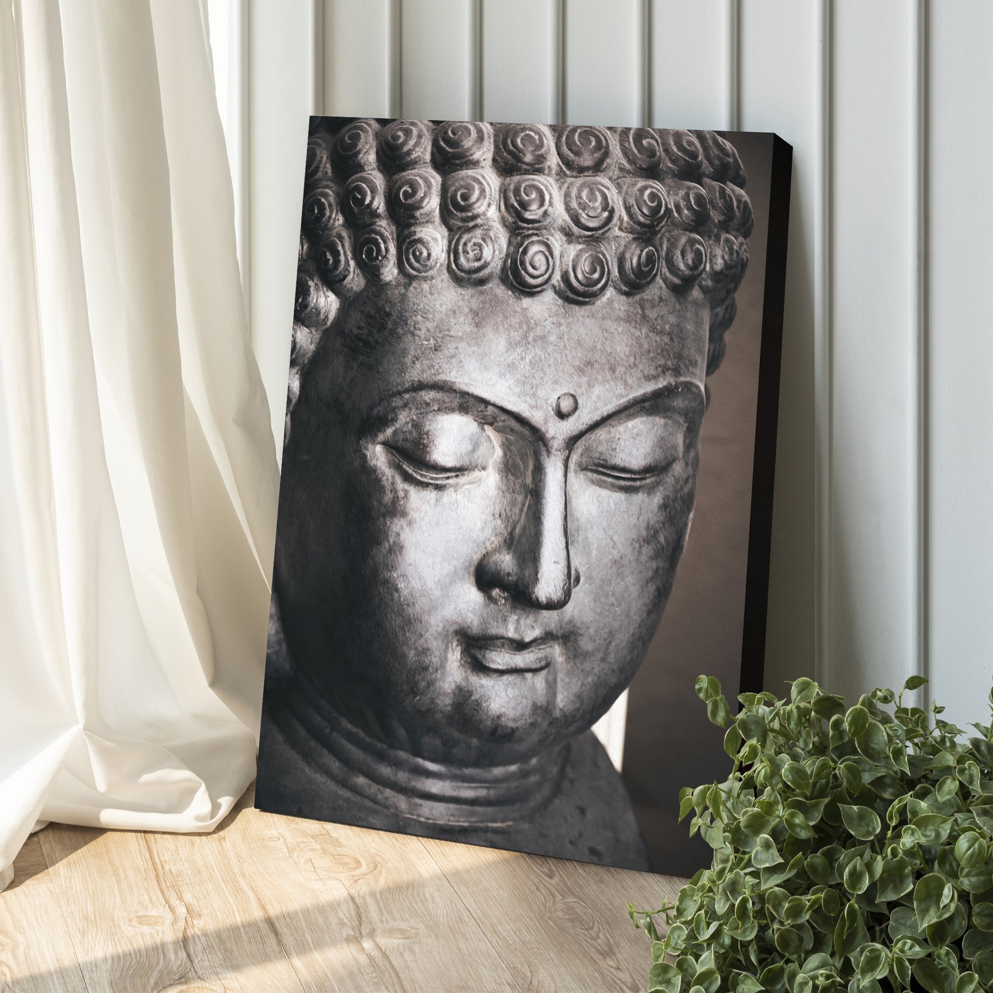 Decor Elements Sculpture Buddha Face Canvas Wall Art Style 2 - Image by Tailored Canvases