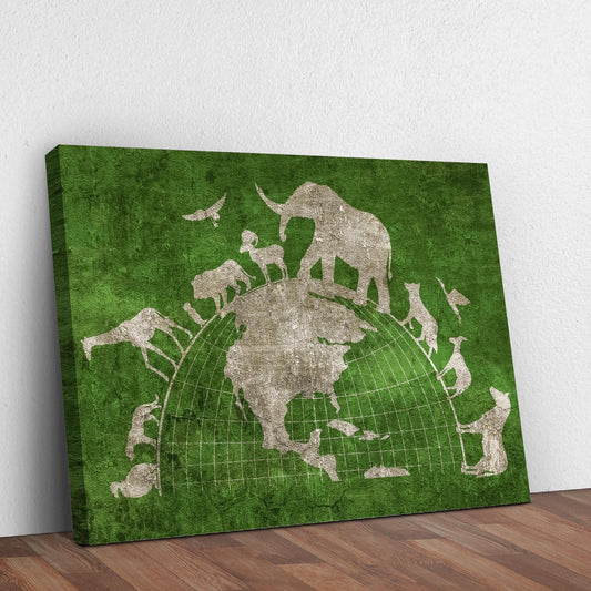 Decor Elements Globe Geography Animal Silhouette Canvas Wall Art  Style 2 - Image by Tailored Canvases