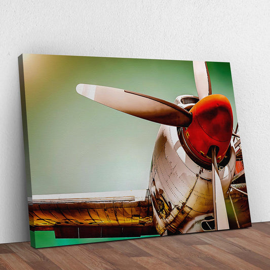 Plane Propeller Retro Canvas Wall Art Style 2 - Image by Tailored Canvases