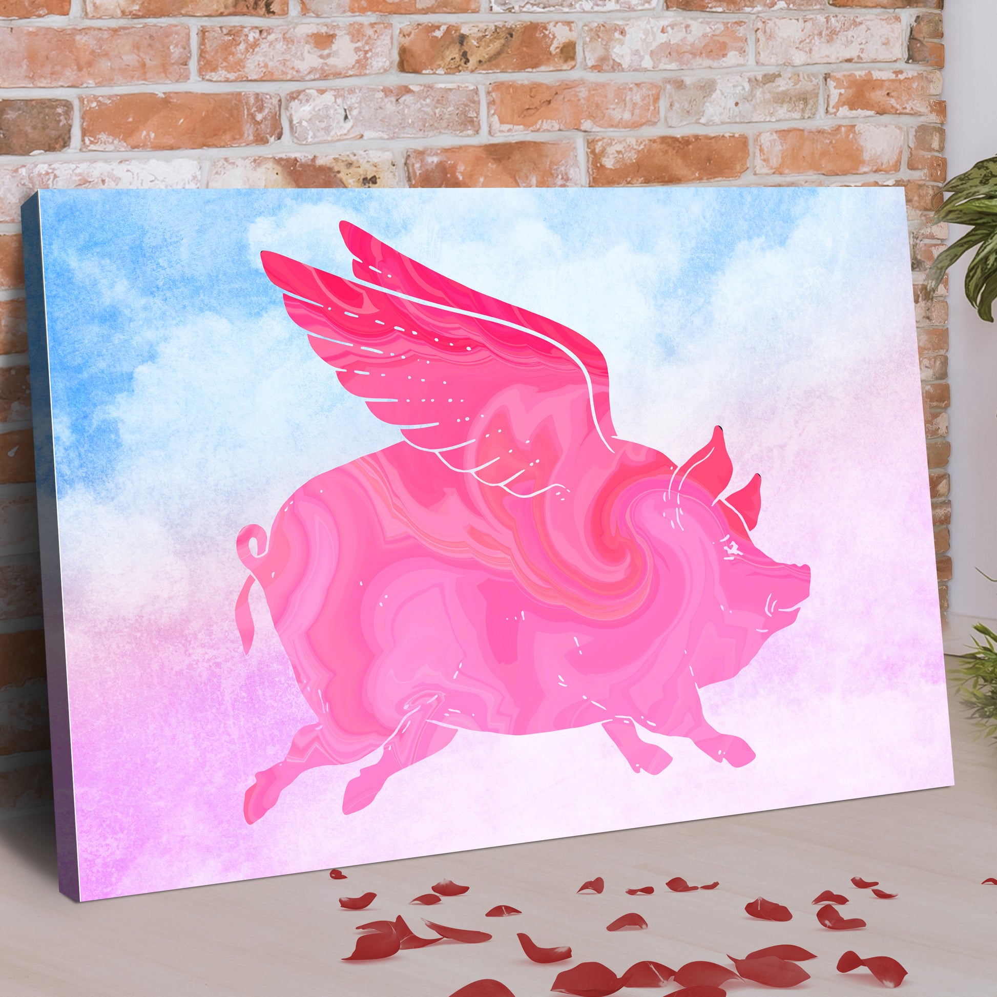 Flying Pig Artwork Canvas Wall Art Style 1 - Image by Tailored Canvases