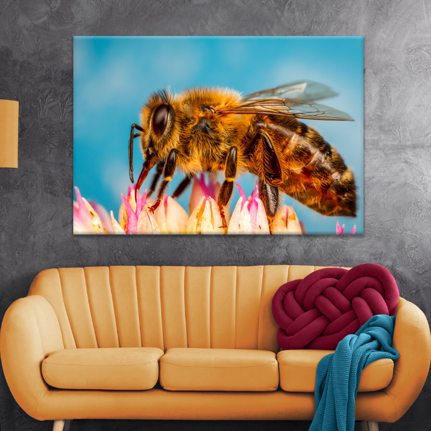 Macro Pollen Bee Canvas Wall Art Style 2 - Image by Tailored Canvases