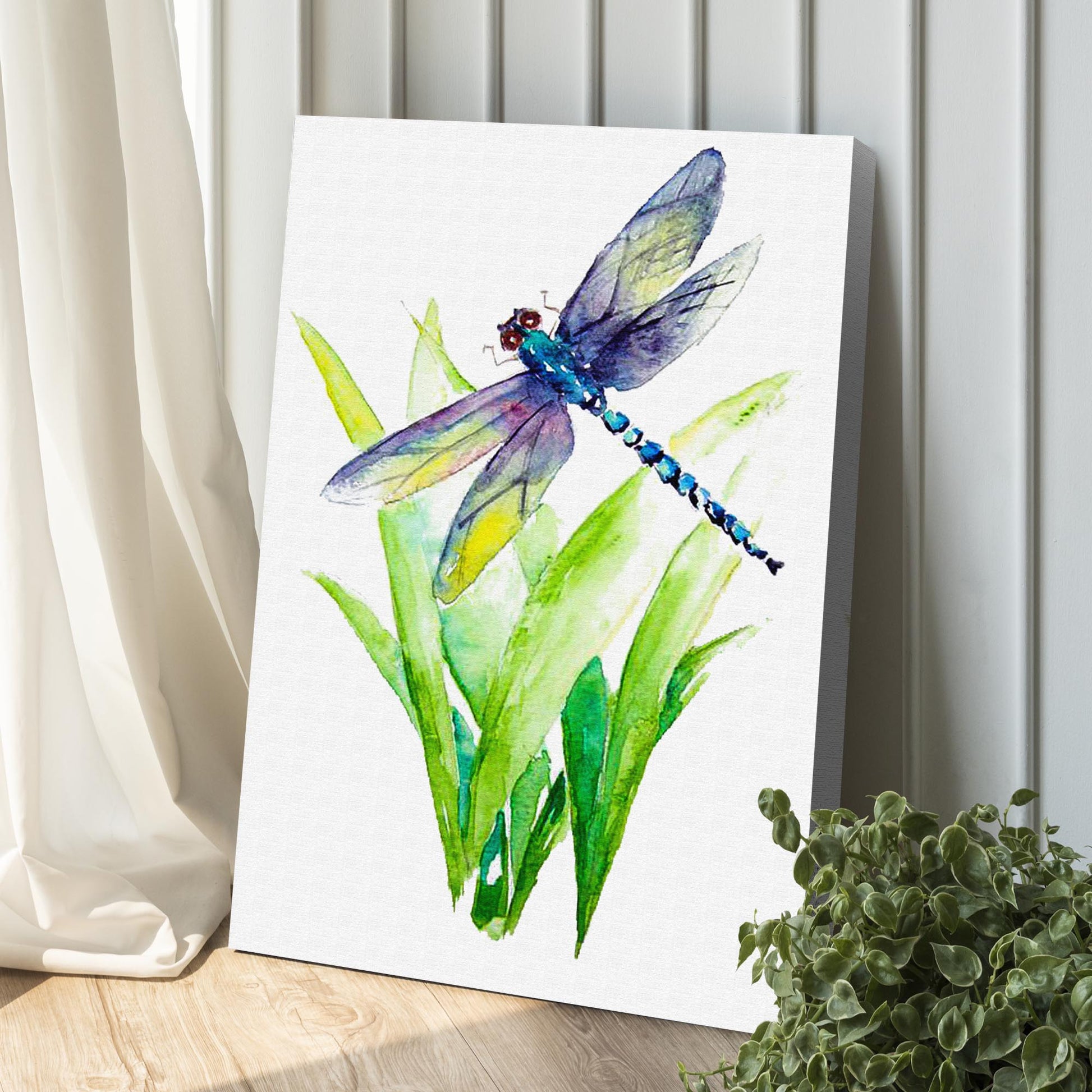 Insect Dragonfly Watercolor Canvas Wall Art Style 2 - by Tailored Canvases
