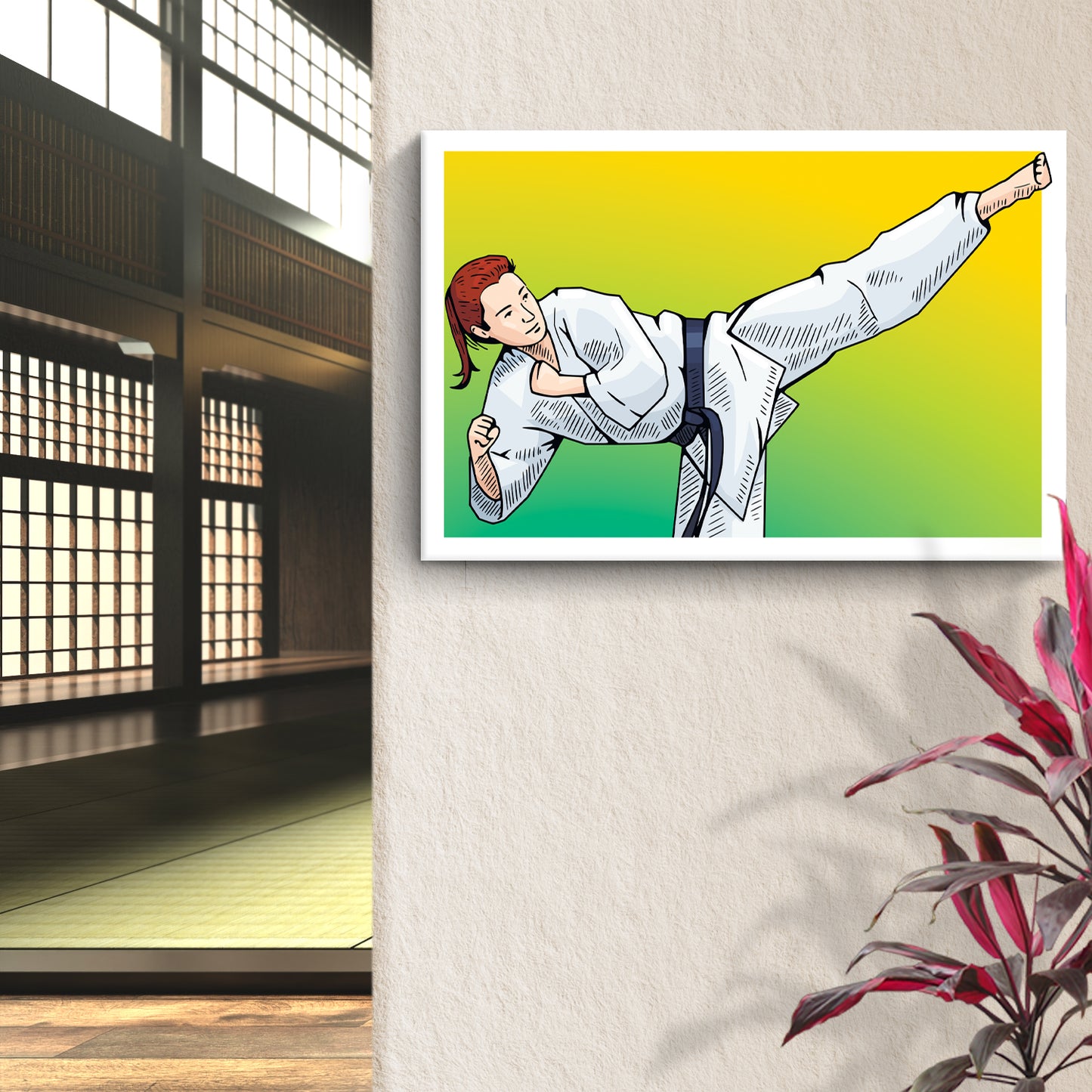 Taekwondo High Kick Canvas Wall Art Style 2 - Image by Tailored Canvases