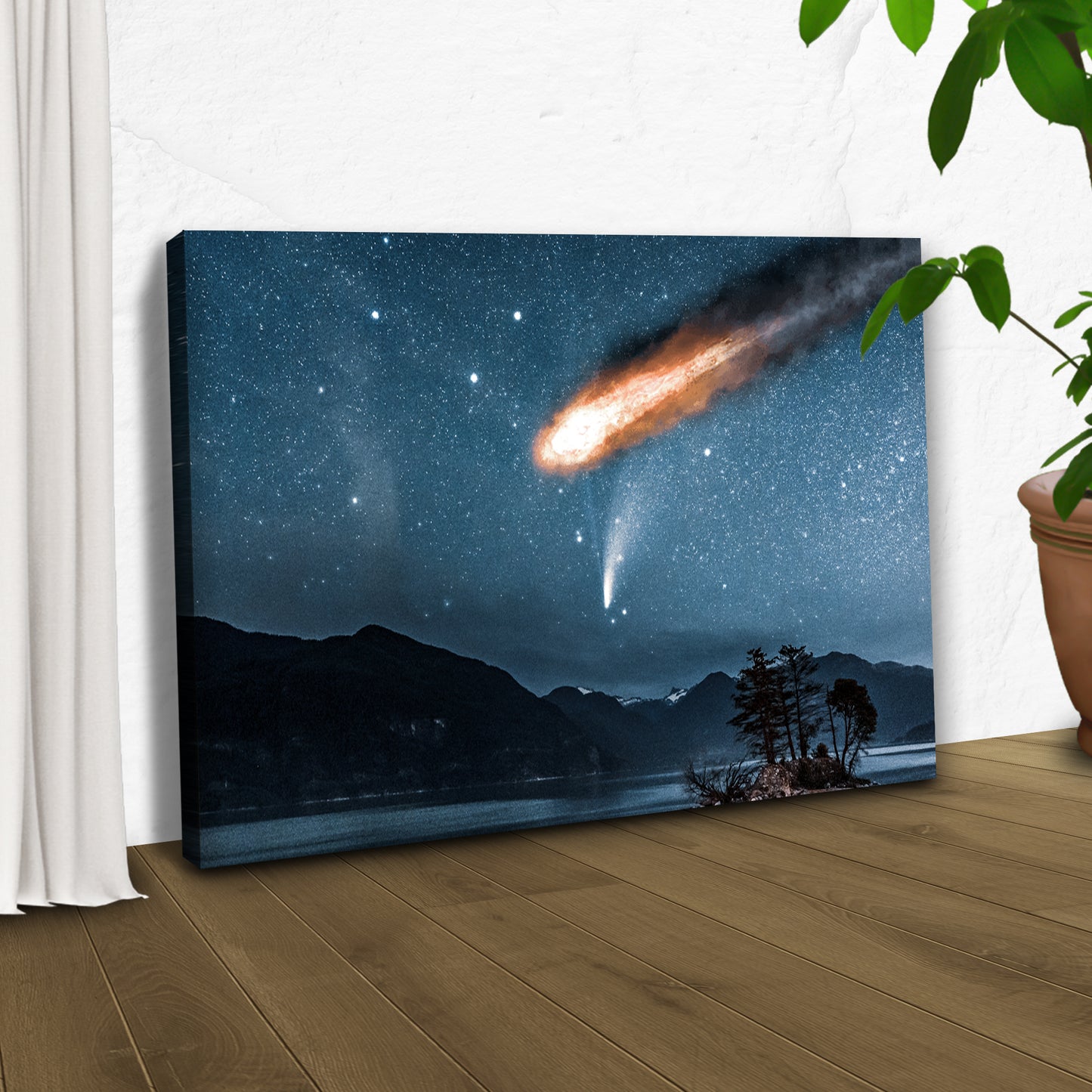 Night Sky Comet Canvas Wall Art Style 2 - Image by Tailored Canvases