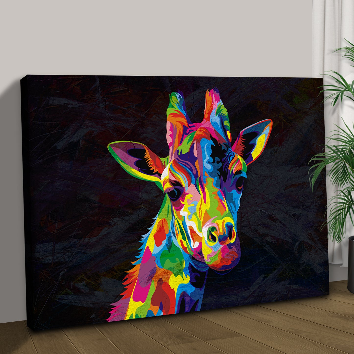 Abstract Colorful Giraffe Canvas Wall Art Style 1 - Image by Tailored Canvases
