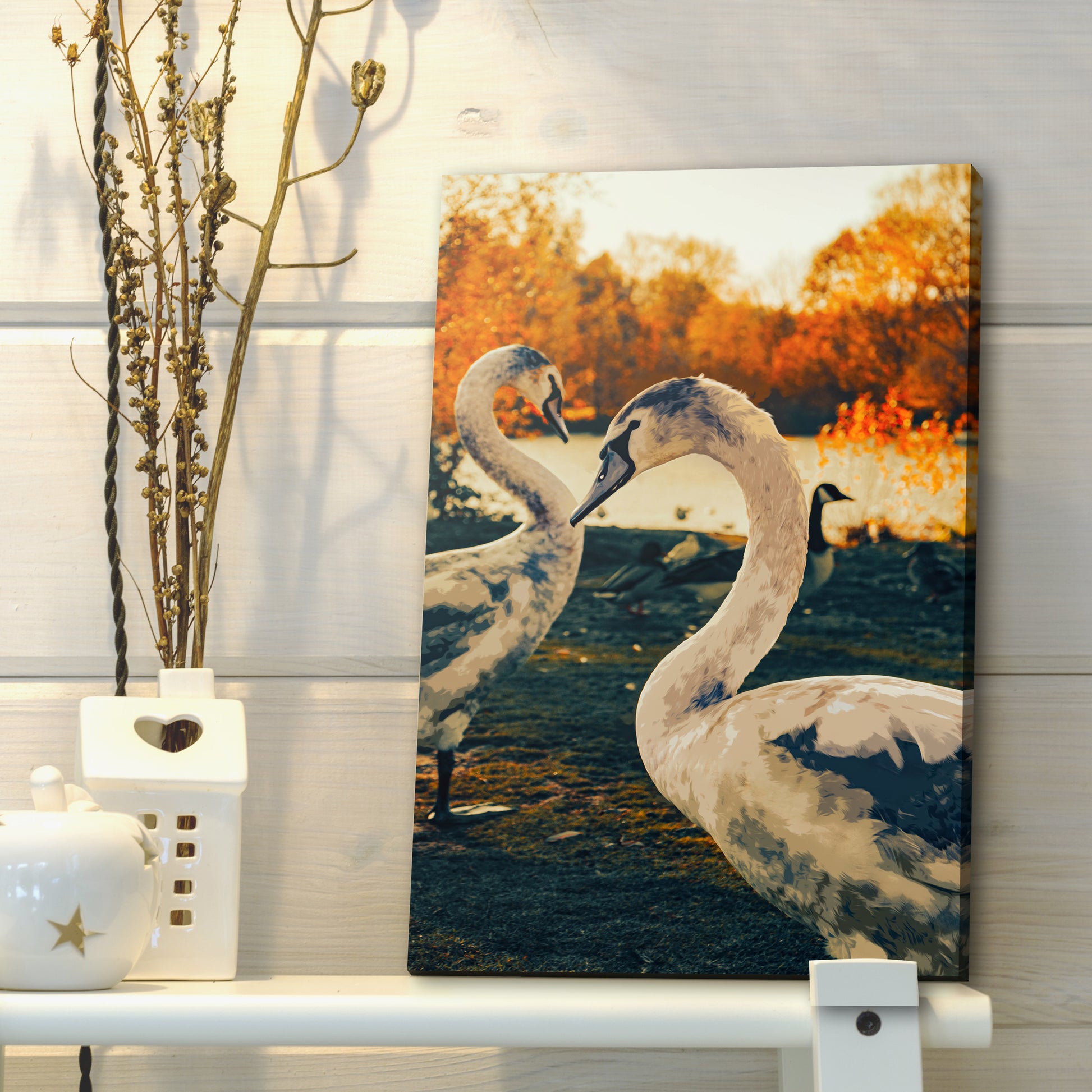 Side To Side Geese Couple Canvas Wall Art Style 1 - Image by Tailored Canvases