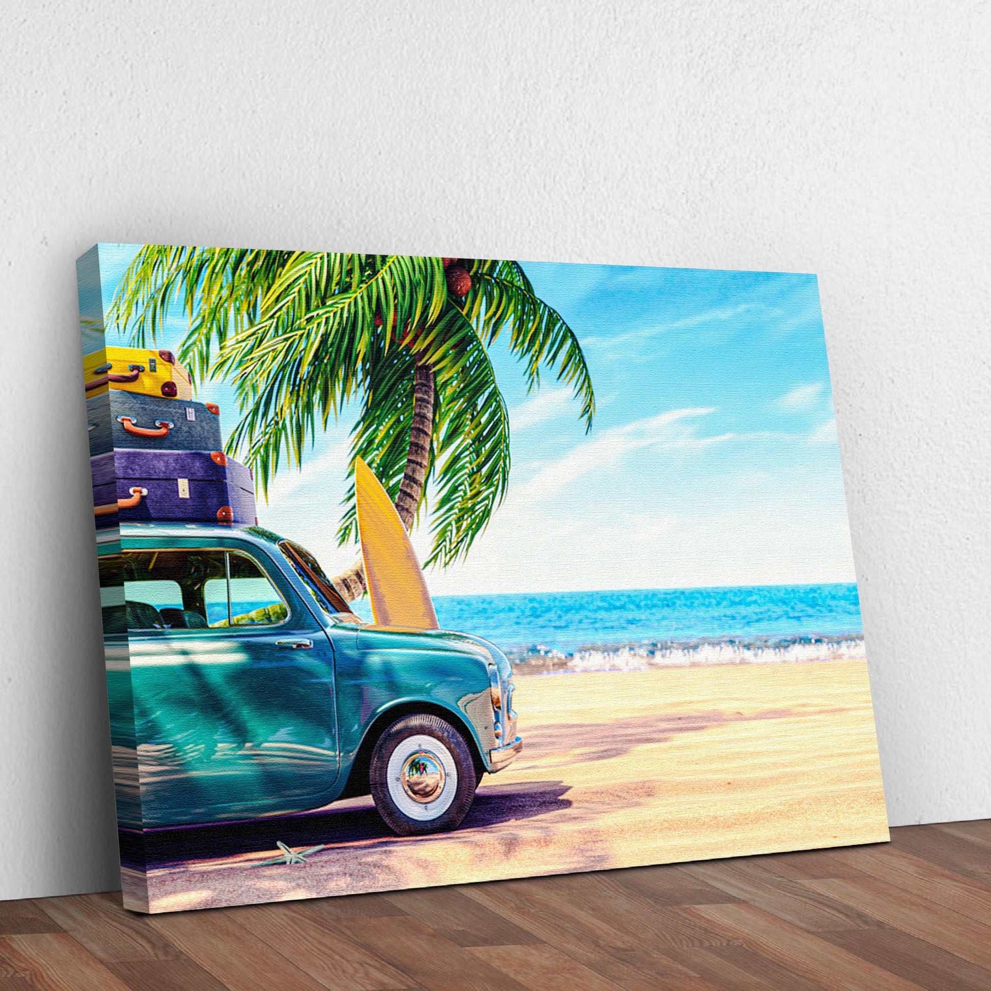 Classic Car Tropical Canvas Wall Art Style 2 - Image by Tailored Canvases