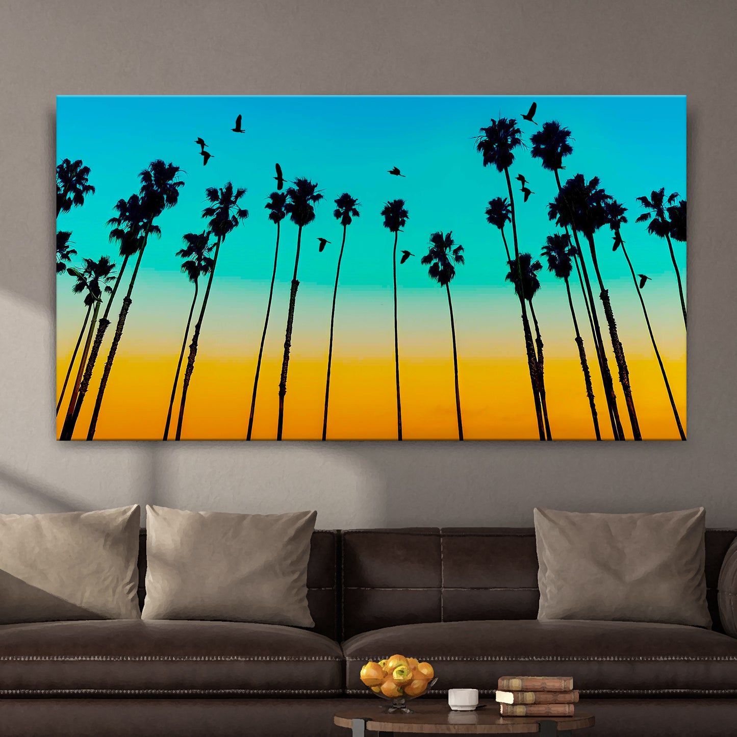Sunset Palm Tree Rows Canvas Wall Art - Image by Tailored Canvases
