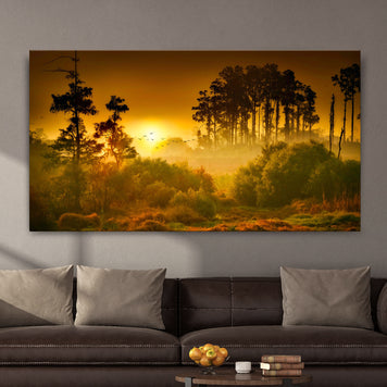 Trees At Dusk Canvas Wall Art