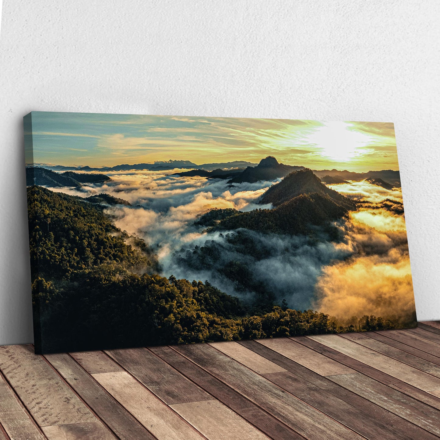 Morning Fog Over Mountains Canvas Wall Art II Style 2 - Image by Tailored Canvases