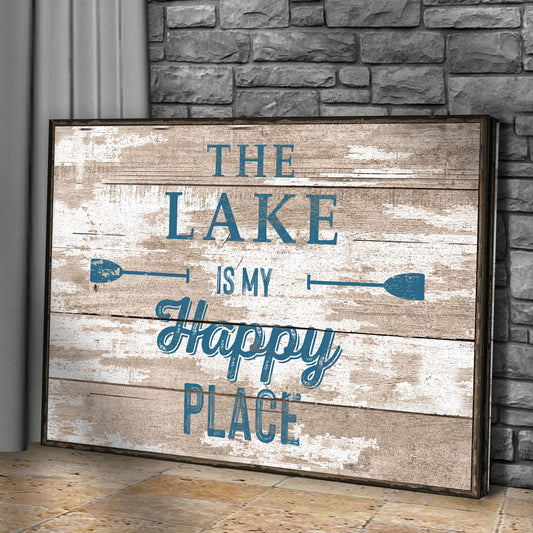 The Lake Is My Happy Place Sign III Style 2 - Image by Tailored Canvases