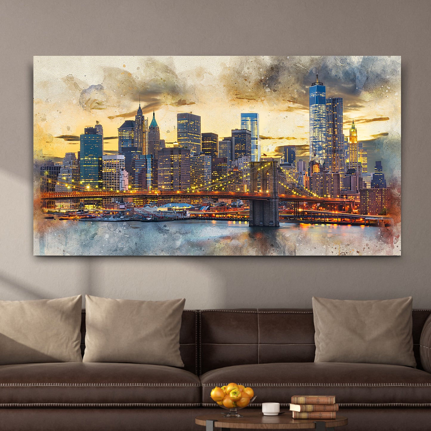 New York City Night View Canvas Wall Art Style 2 - Image by Tailored Canvases