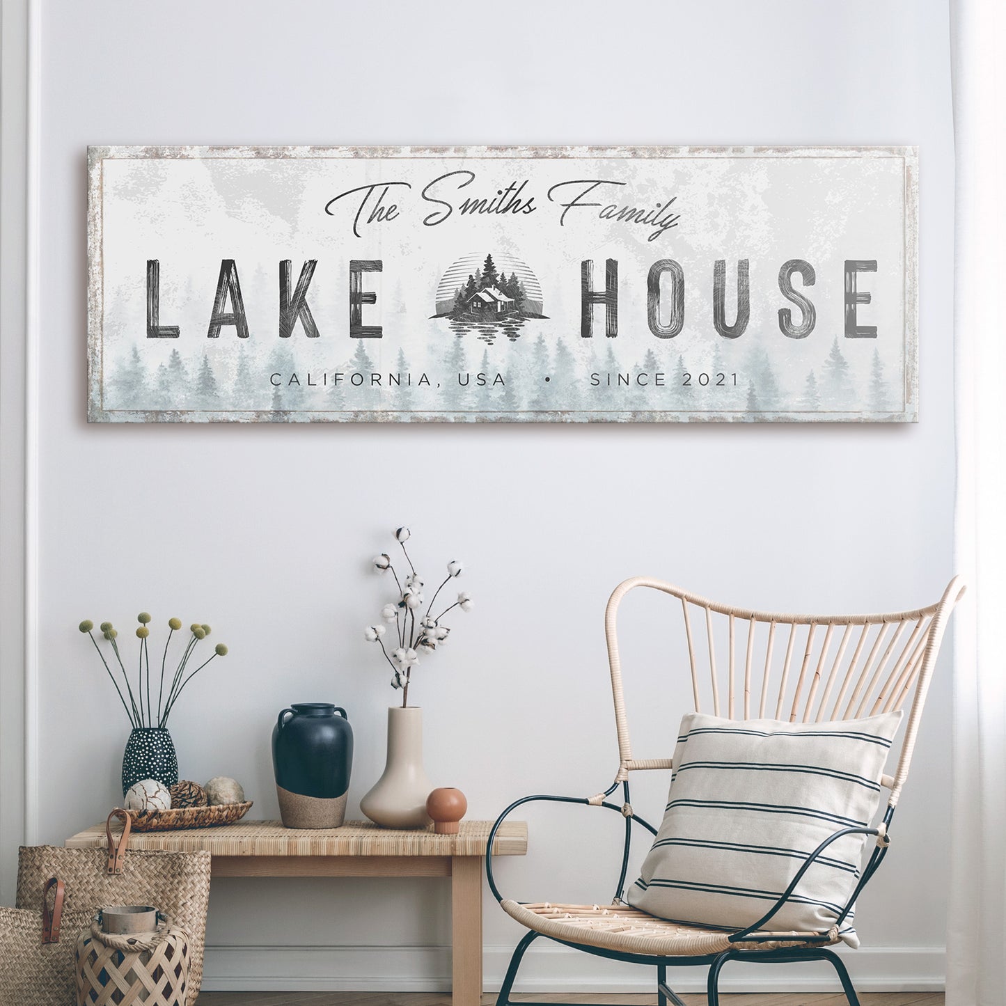 Family Lake House Sign II Style 1 - Image by Tailored Canvases