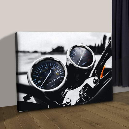 Vintage Motorcycle Gauge Canvas Wall Art Style 2 - Image by Tailored Canvases
