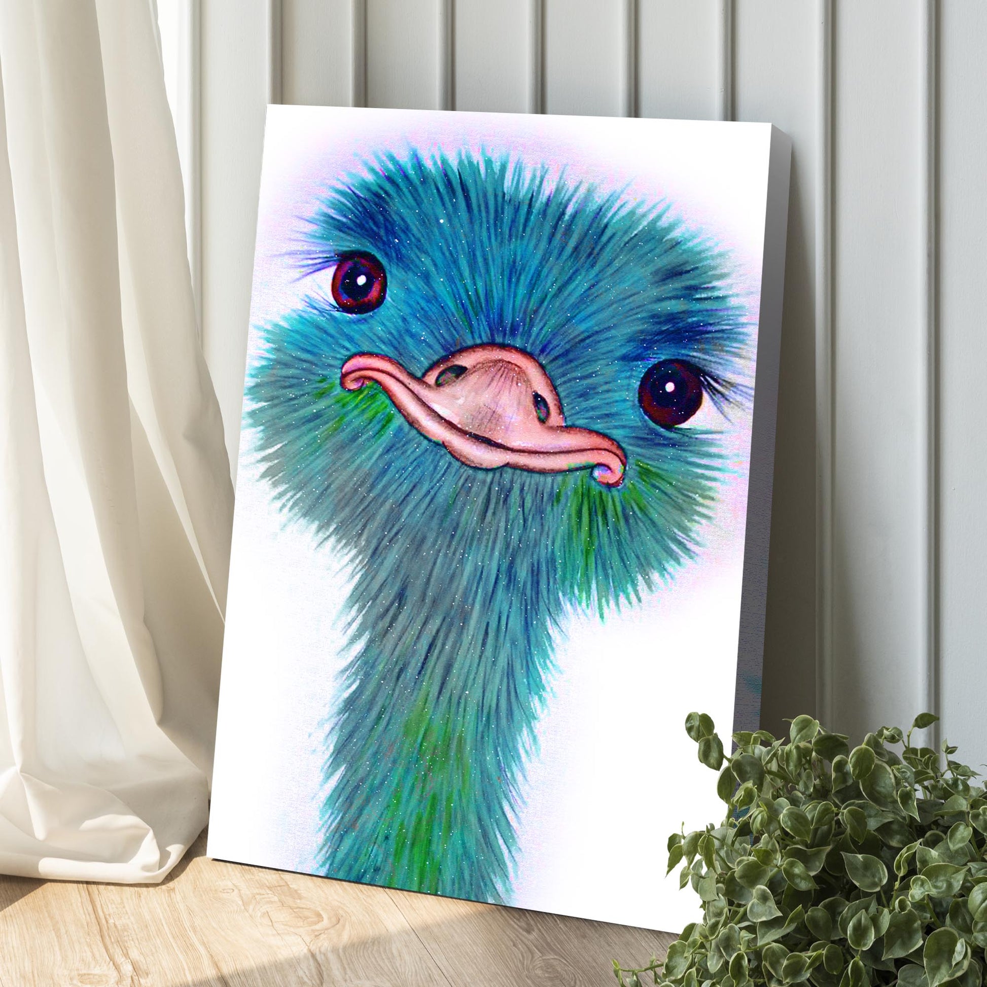 Watercolor Ostrich Canvas Wall Art Style 2  - Image by Tailored Canvases