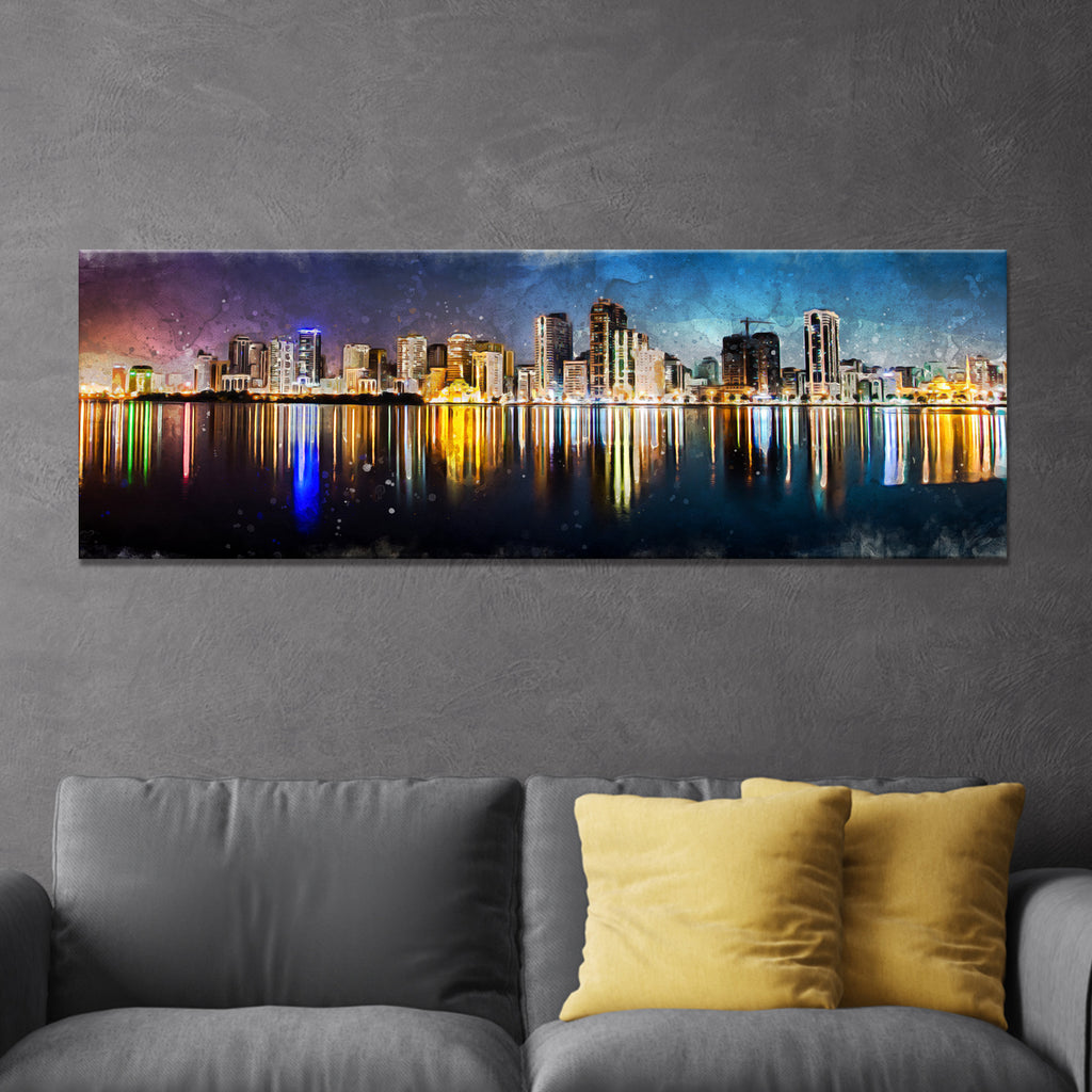 City Lights Reflection Of New York Canvas Wall Art by Tailored Canvases