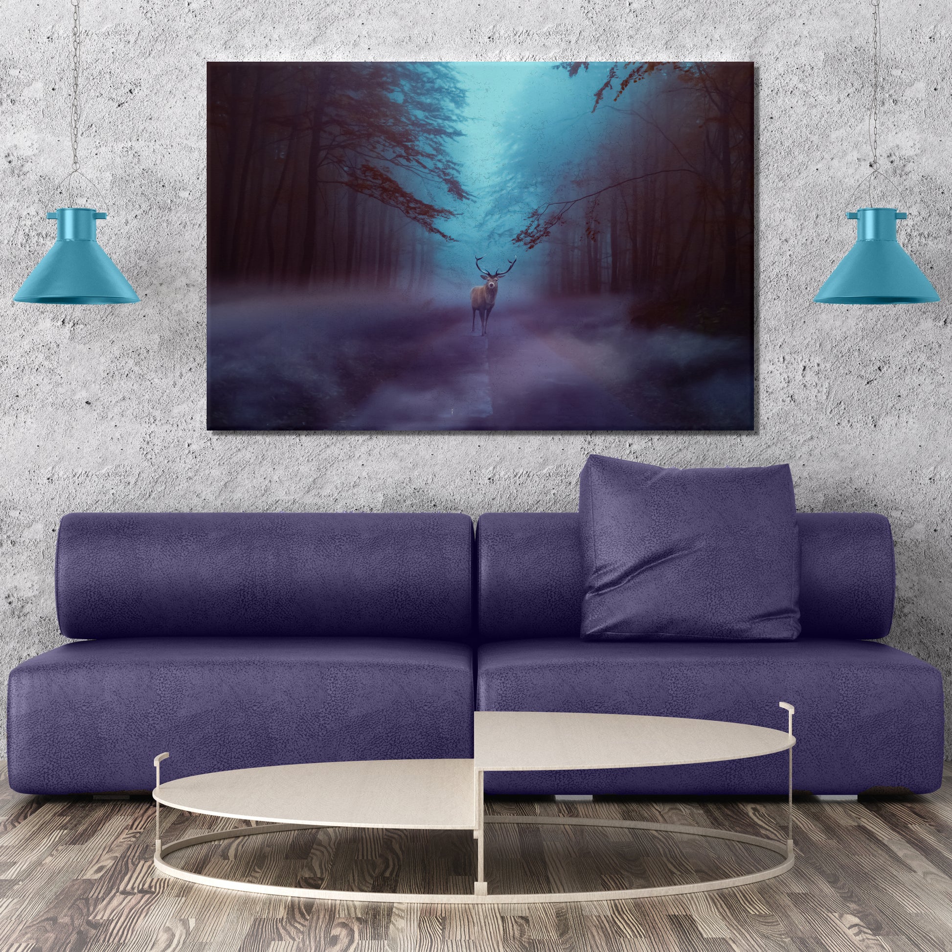 Deer In The Midst Of Foggy Forest Canvas Wall Art Style 2 - Image by Tailored Canvases