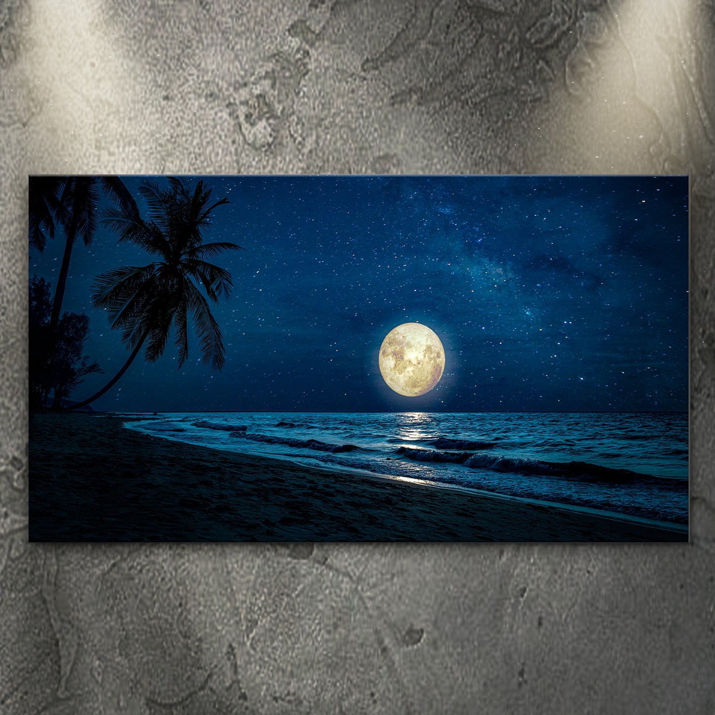 Moonlight Shines At The Beach Canvas Wall Art - Image by Tailored Canvases