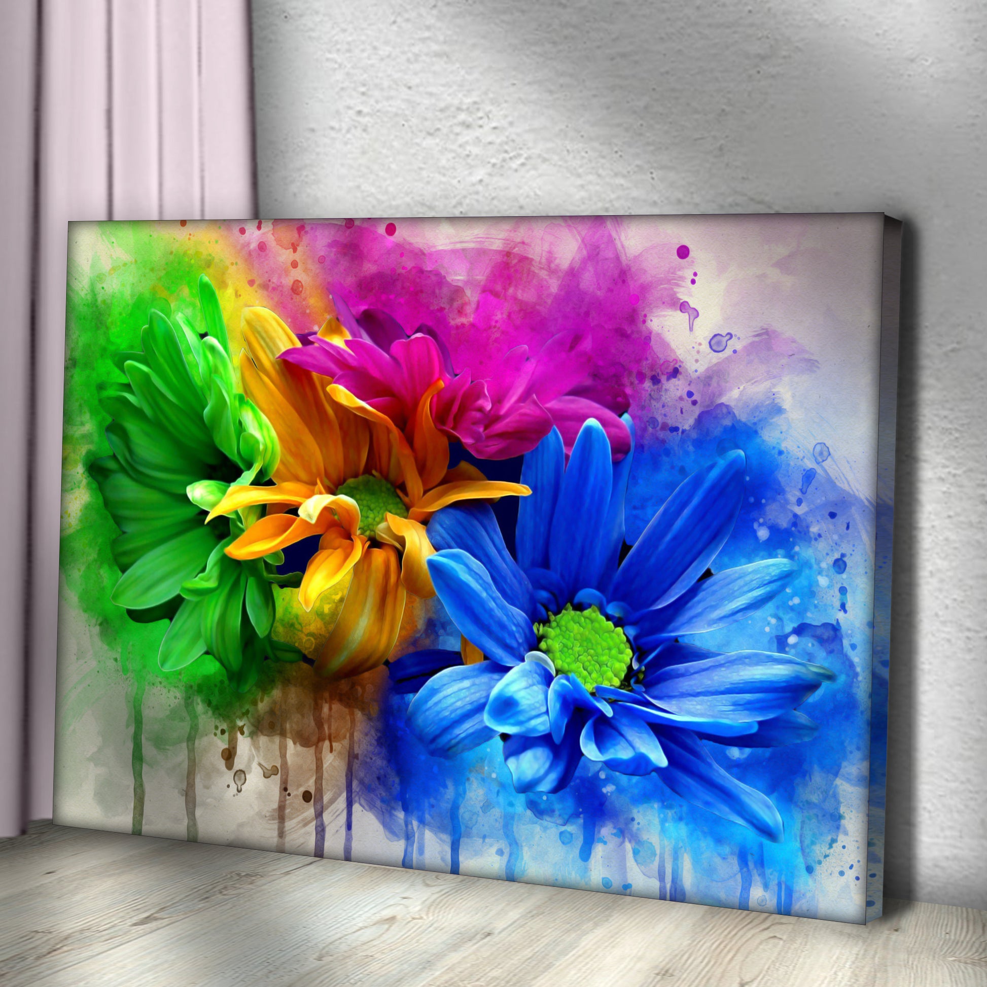 Watercolor Daisies Canvas Wall Art Style 1 - Image by Tailored Canvases
