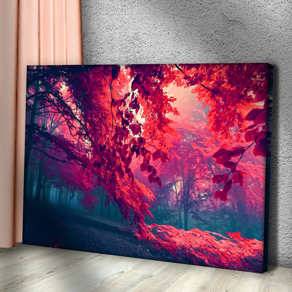 Foggy Red Maple Tree Canvas Wall Art by Tailored Canvases