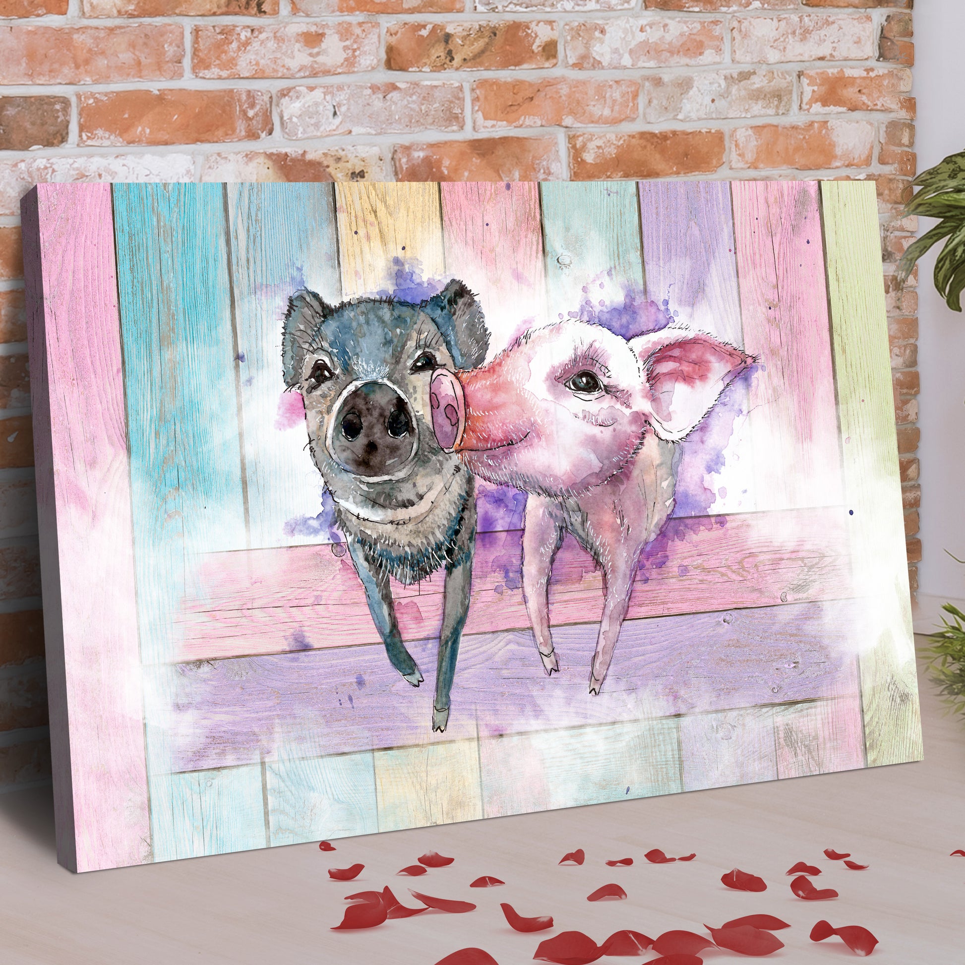 Pastel Funky Pigs Canvas Wall Art Style 1 - Image by Tailored Canvases