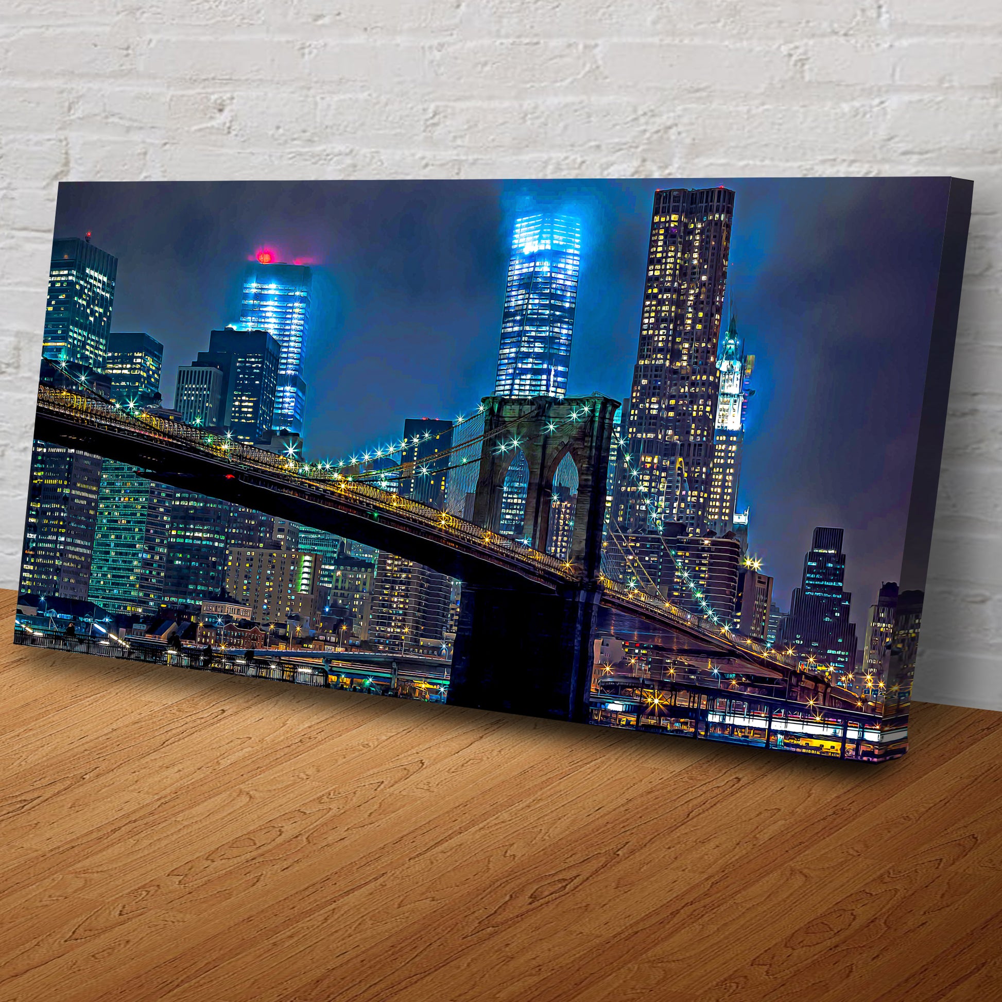 Brooklyn Bridge Night View Canvas Wall Art Style 1 - Image by Tailored Canvases