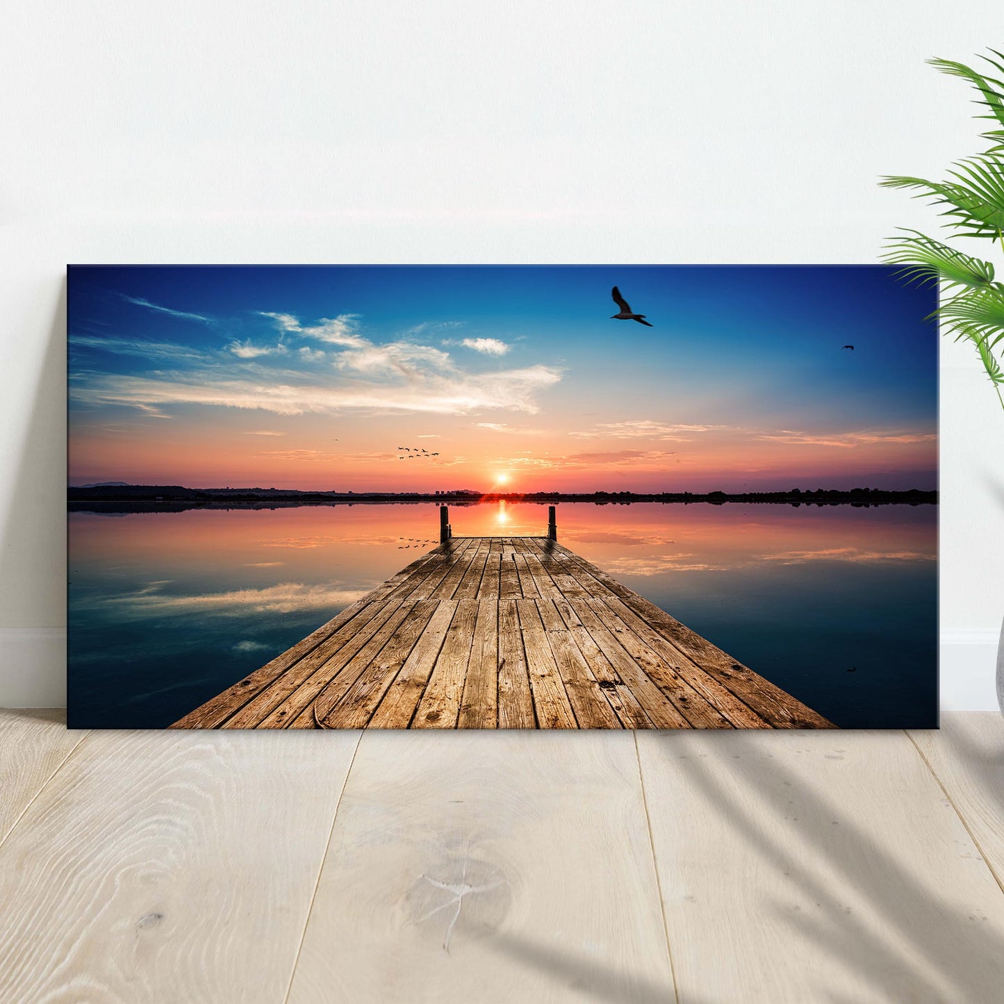 Sunset View At Beach Pier Canvas Wall Art - Image by Tailored Canvases