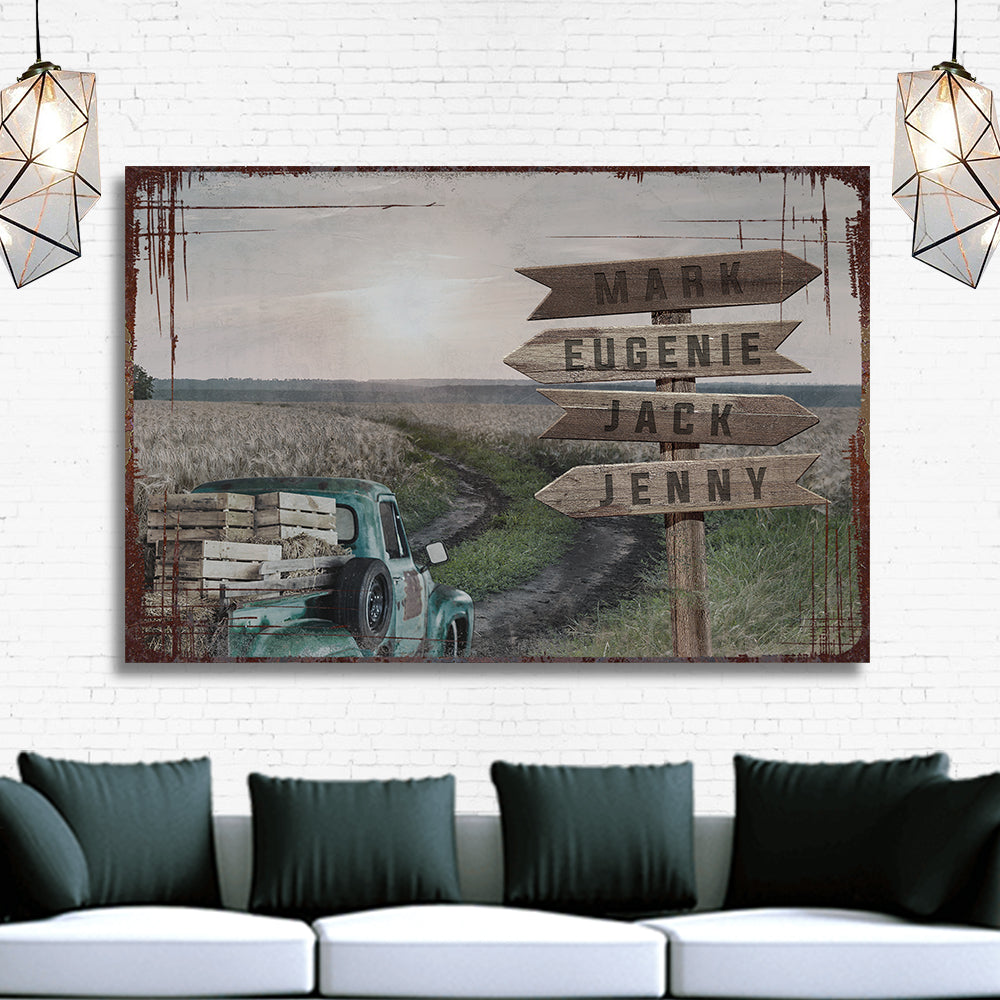Vintage Truck Name Sign | Customizable Canvas by Tailored Canvases