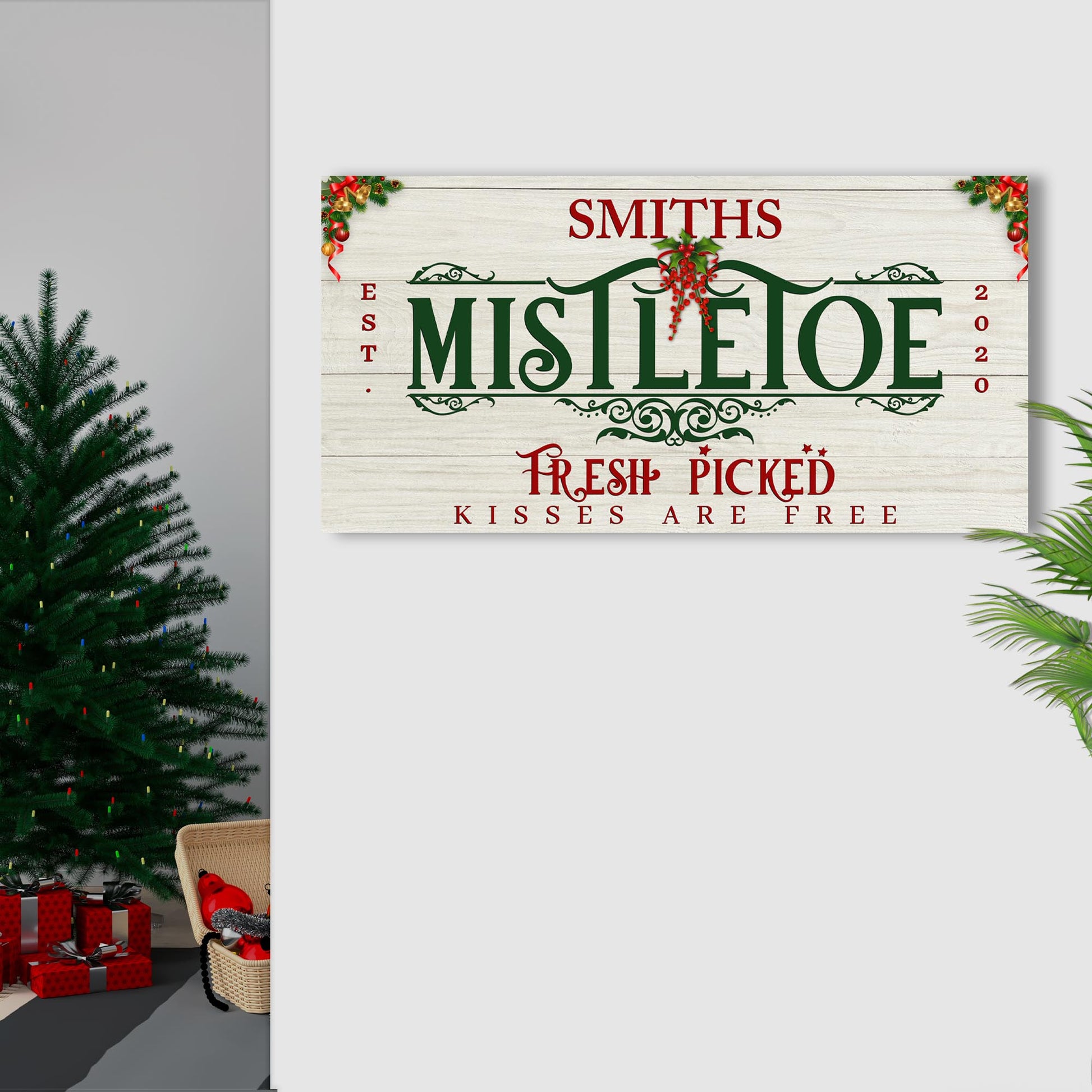 Mistletoe Christmas Sign | Customizable Canvas