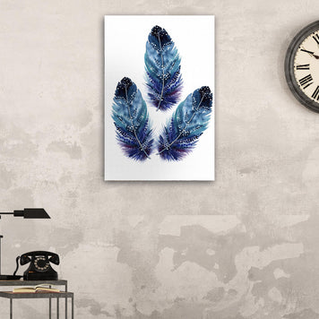 Decor Elements Feather Blue Grunge Canvas Wall Art