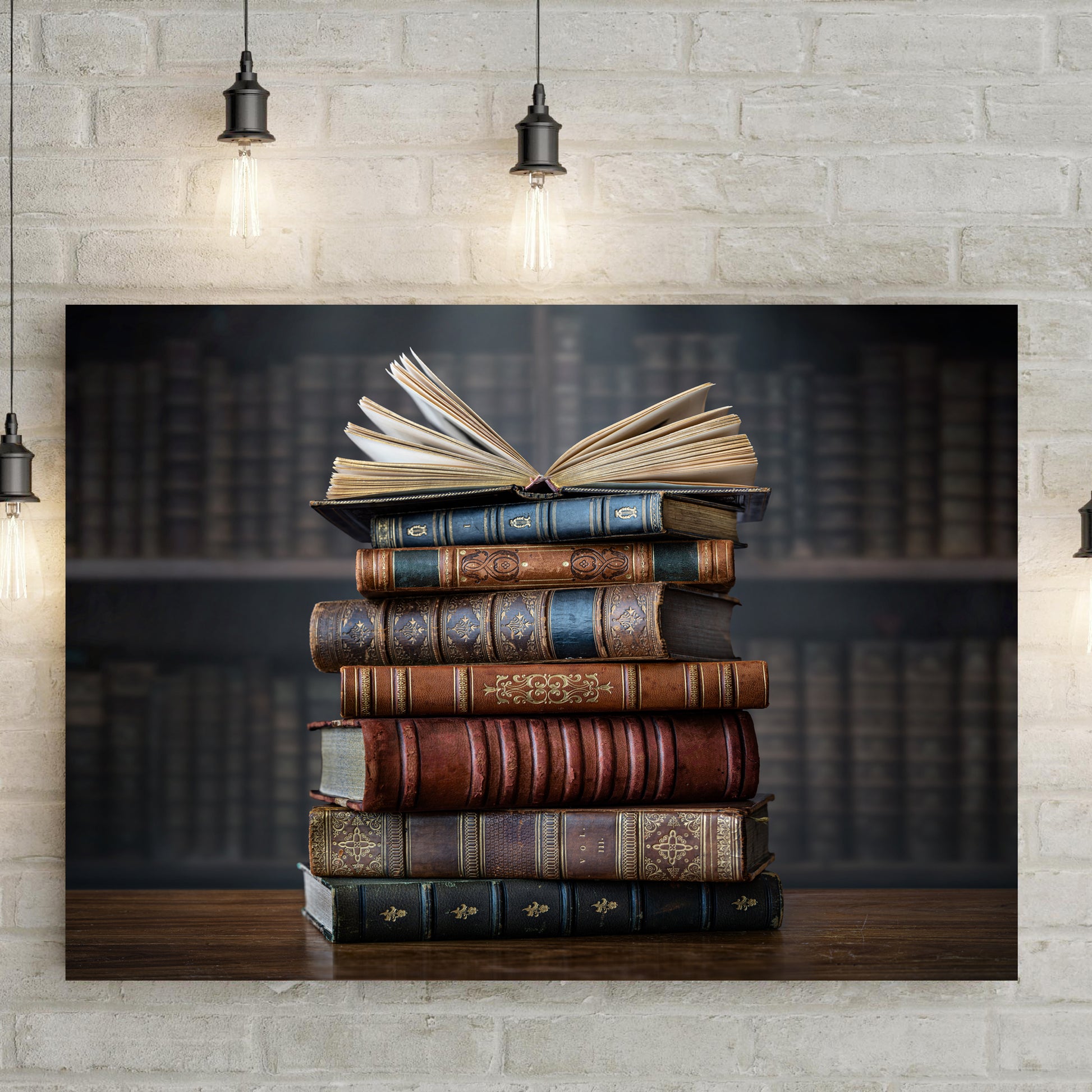 Decor Elements Books Stacked Canvas Wall Art Style 1 - Image by Tailored Canvases