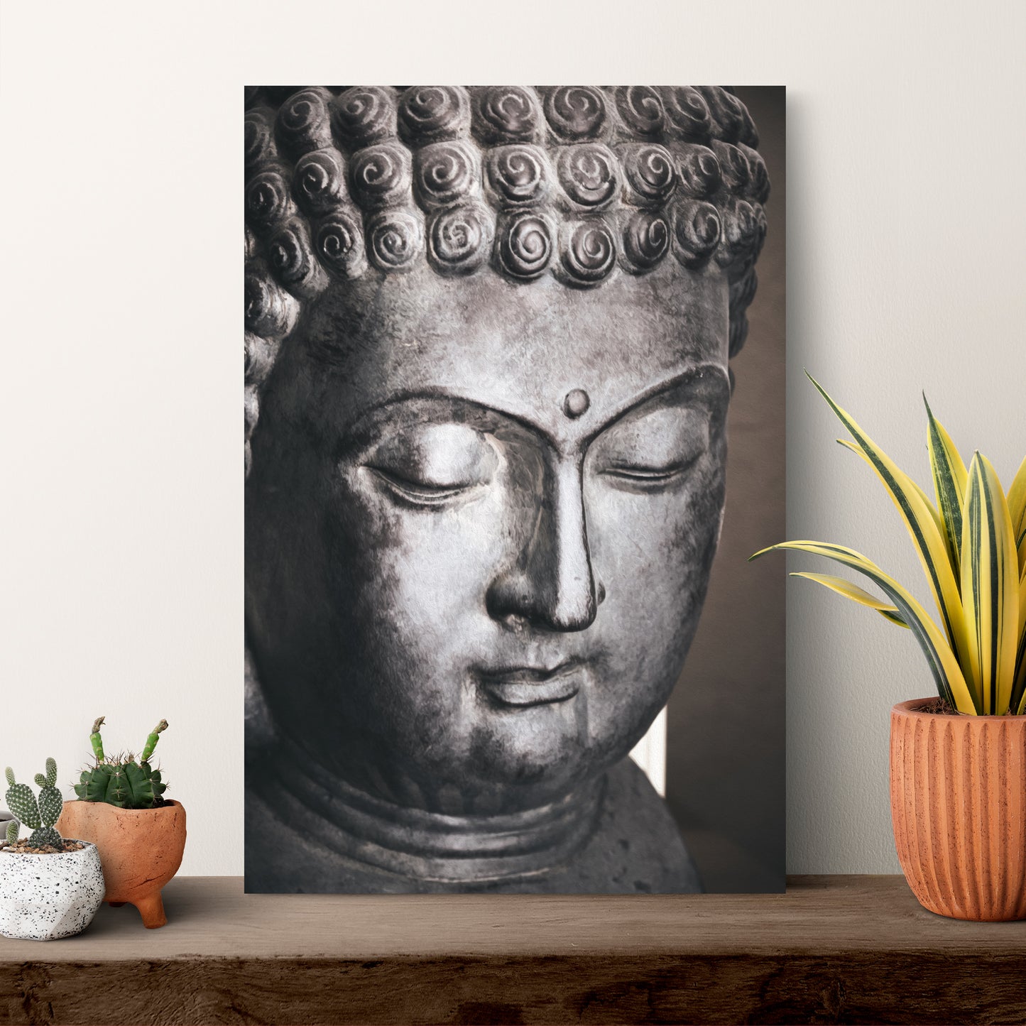 Decor Elements Sculpture Buddha Face Canvas Wall Art Style 1 - Image by Tailored Canvases