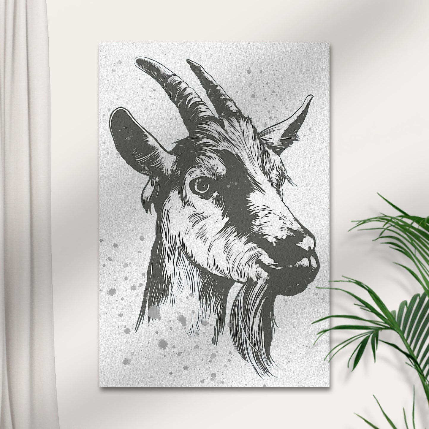 Goat Drawing Portrait Canvas Wall Art - Image by Tailored Canvases