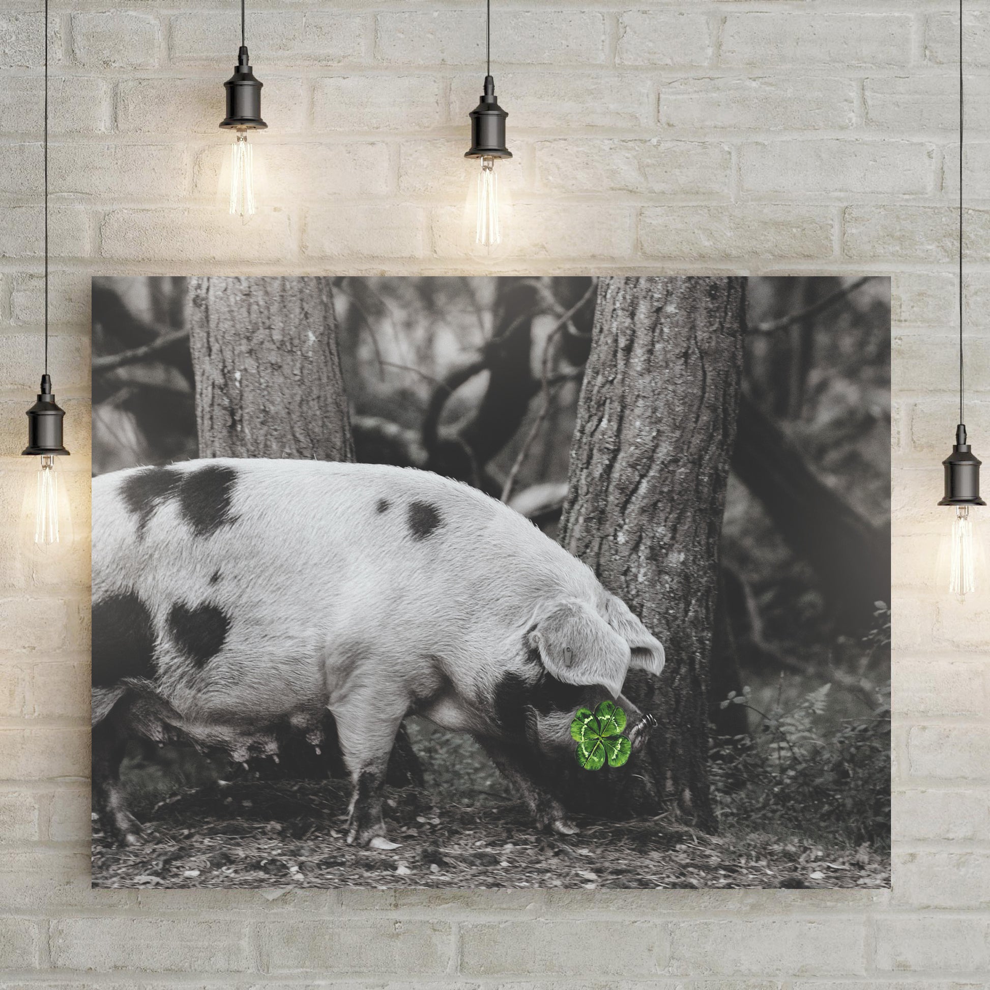 Four-leaf Clover Pig Canvas Wall Art - Image by Tailored Canvases