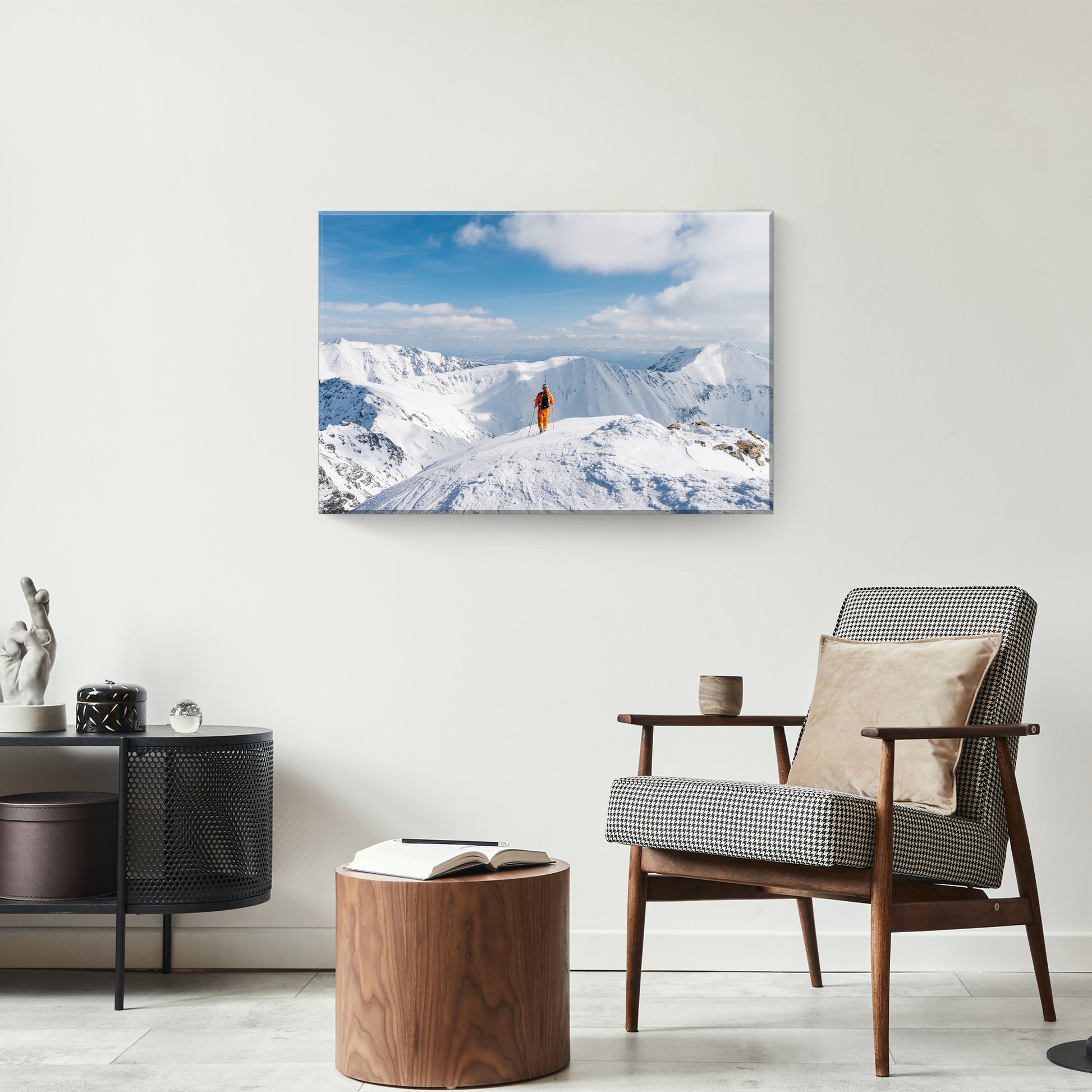 Skiing In Snowy Mountains Canvas Wall Art  - Image by Tailored Canvases