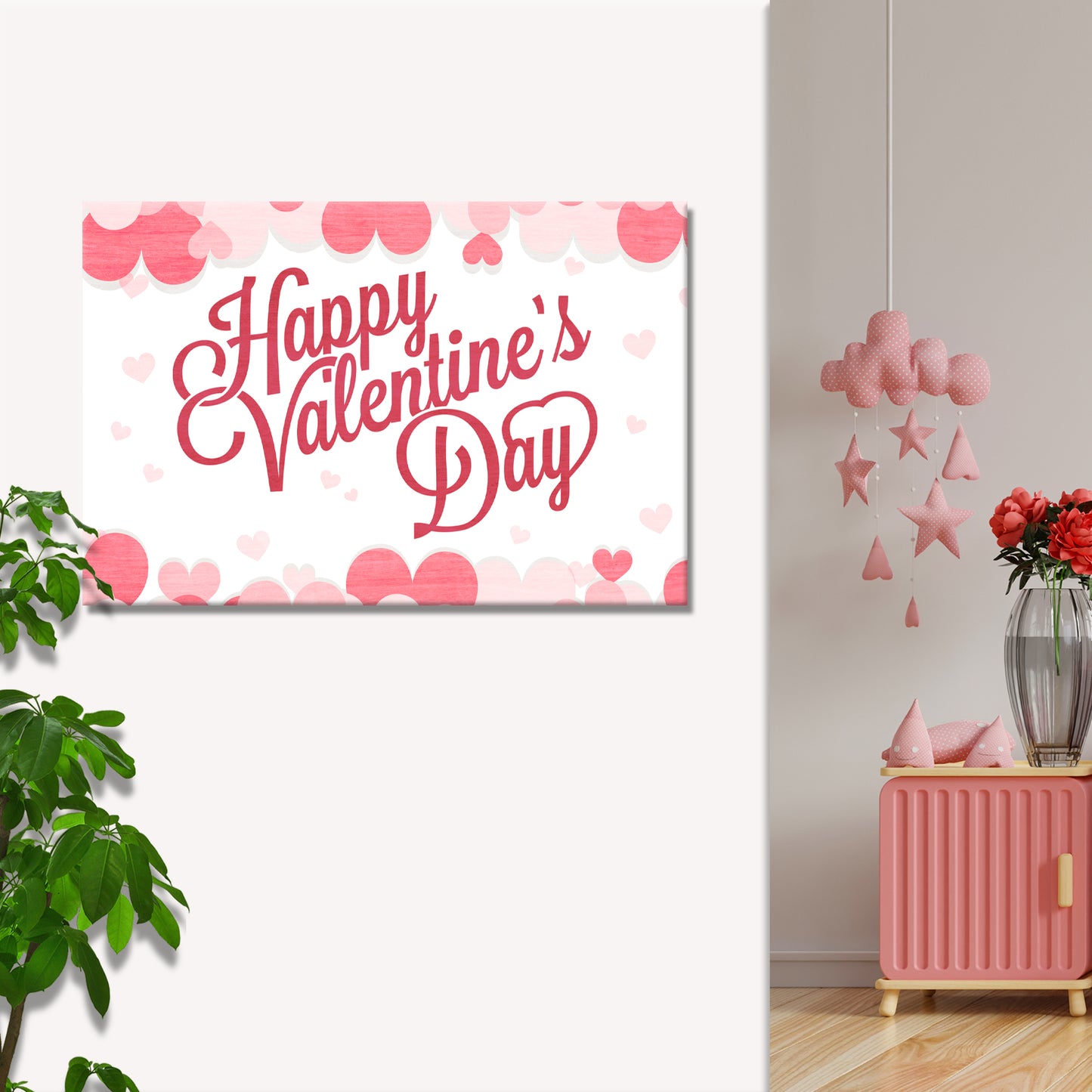 Valentine Hearts Over Clouds Sign Style 1 - Image by Tailored Canvases