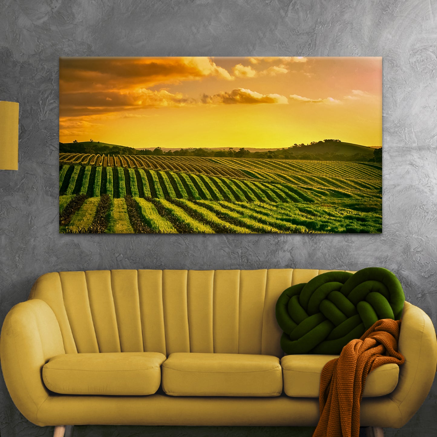 Sunset In Barossa Vineyard Canvas Wall Art Style 2 - Image by Tailored Canvases