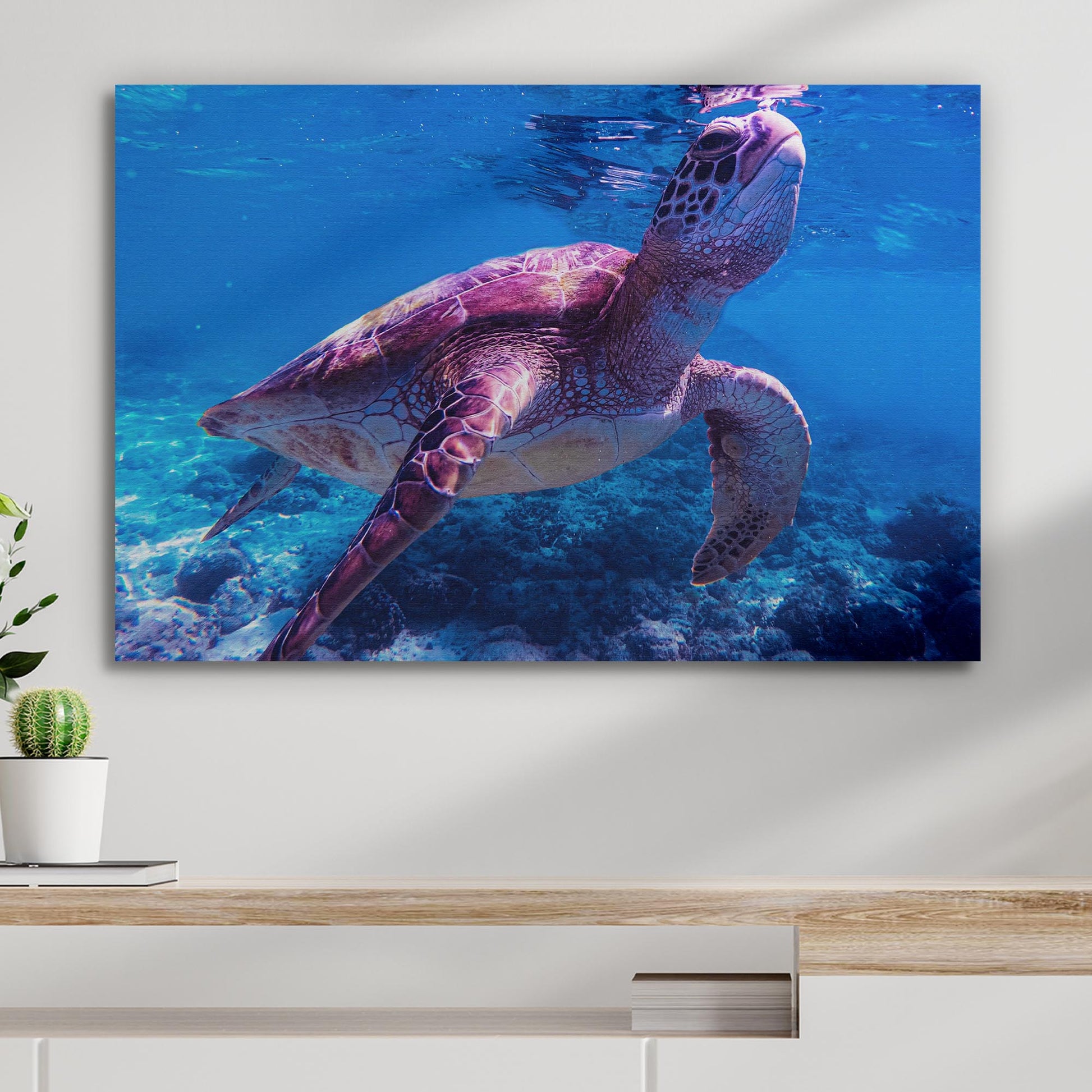Sea Turtle Swimming Canvas Wall Art Style 2 - Image by Tailored Canvases