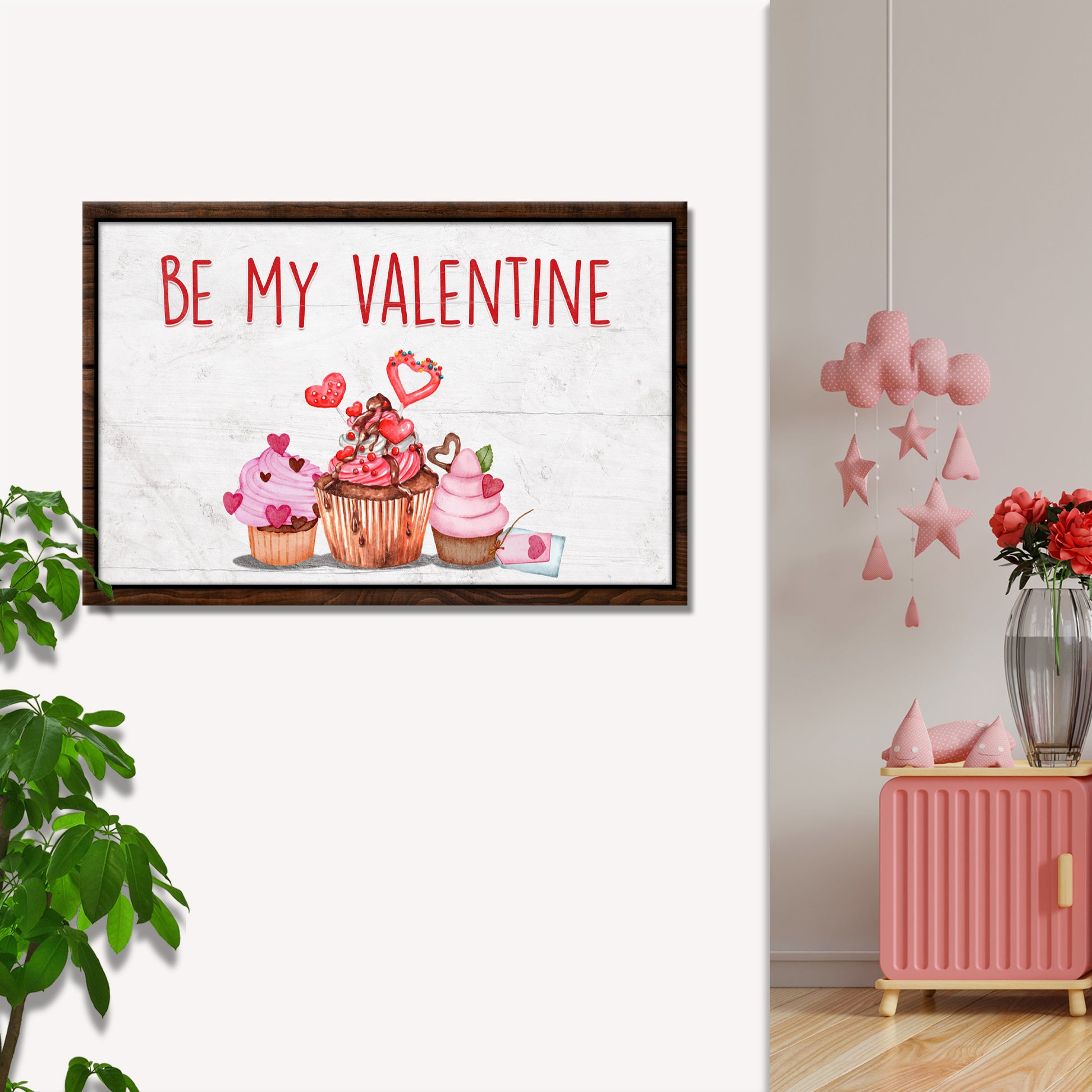Be My Valentine Cupcake Sign Style 1 - Image by Tailored Canvases