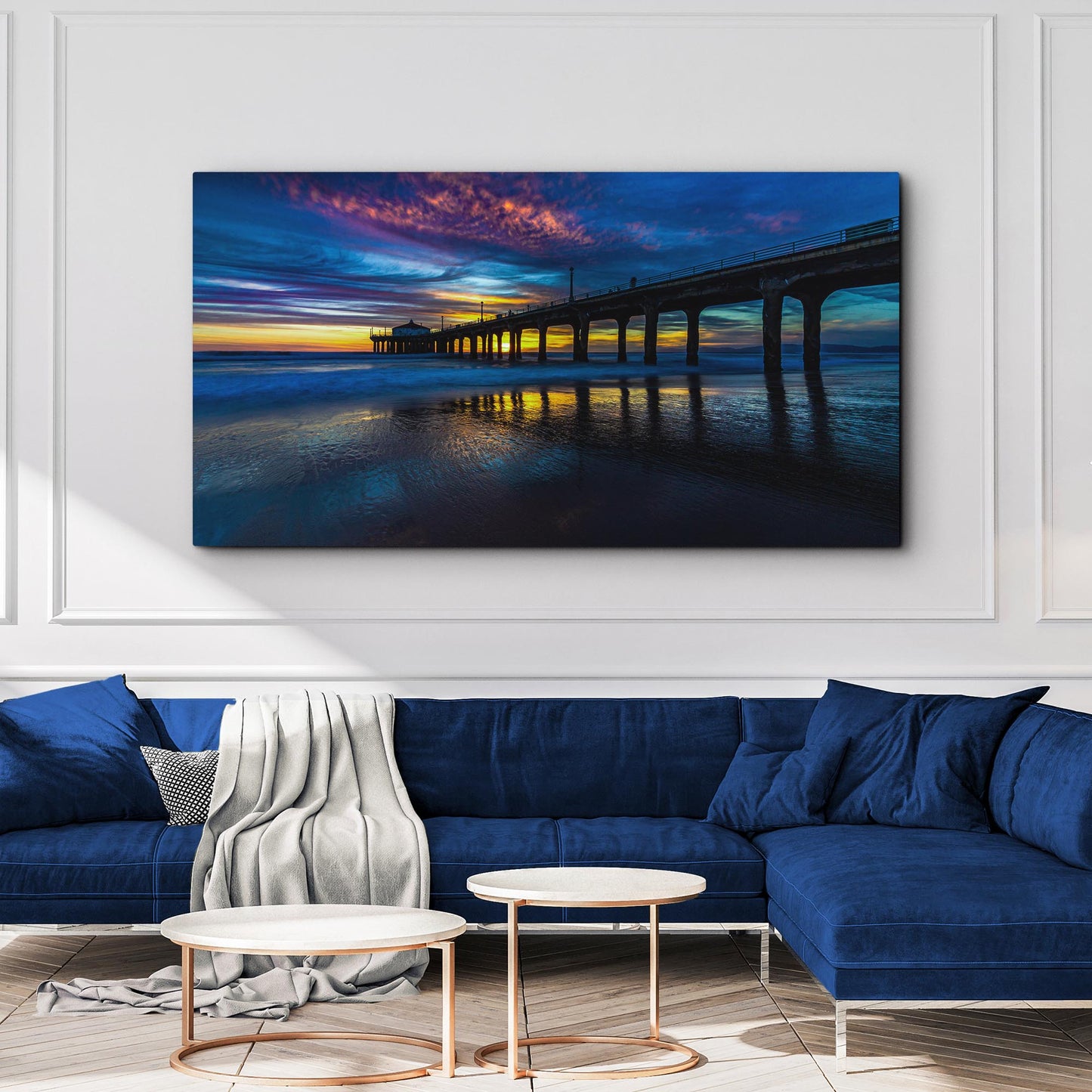 Sunset Beach Pier Canvas Wall Art Style 2 - Image by Tailored Canvases
